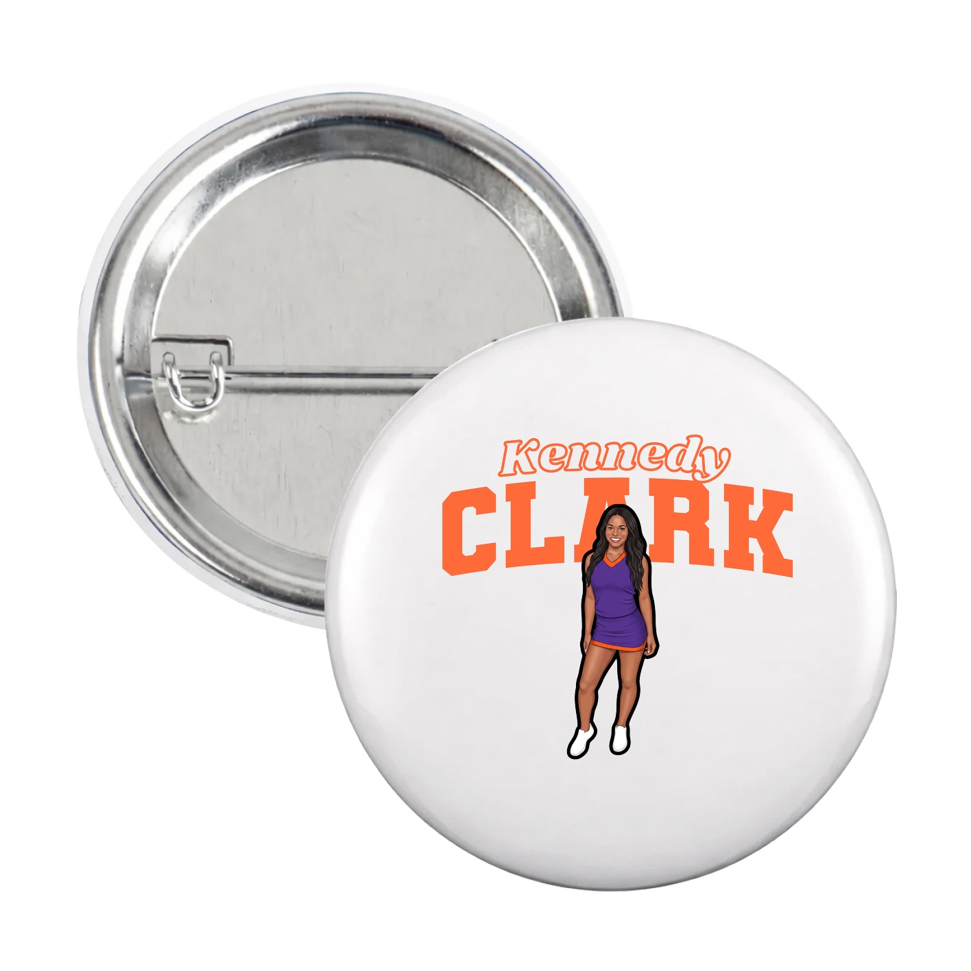 Game Day Button — Name Arch in White
