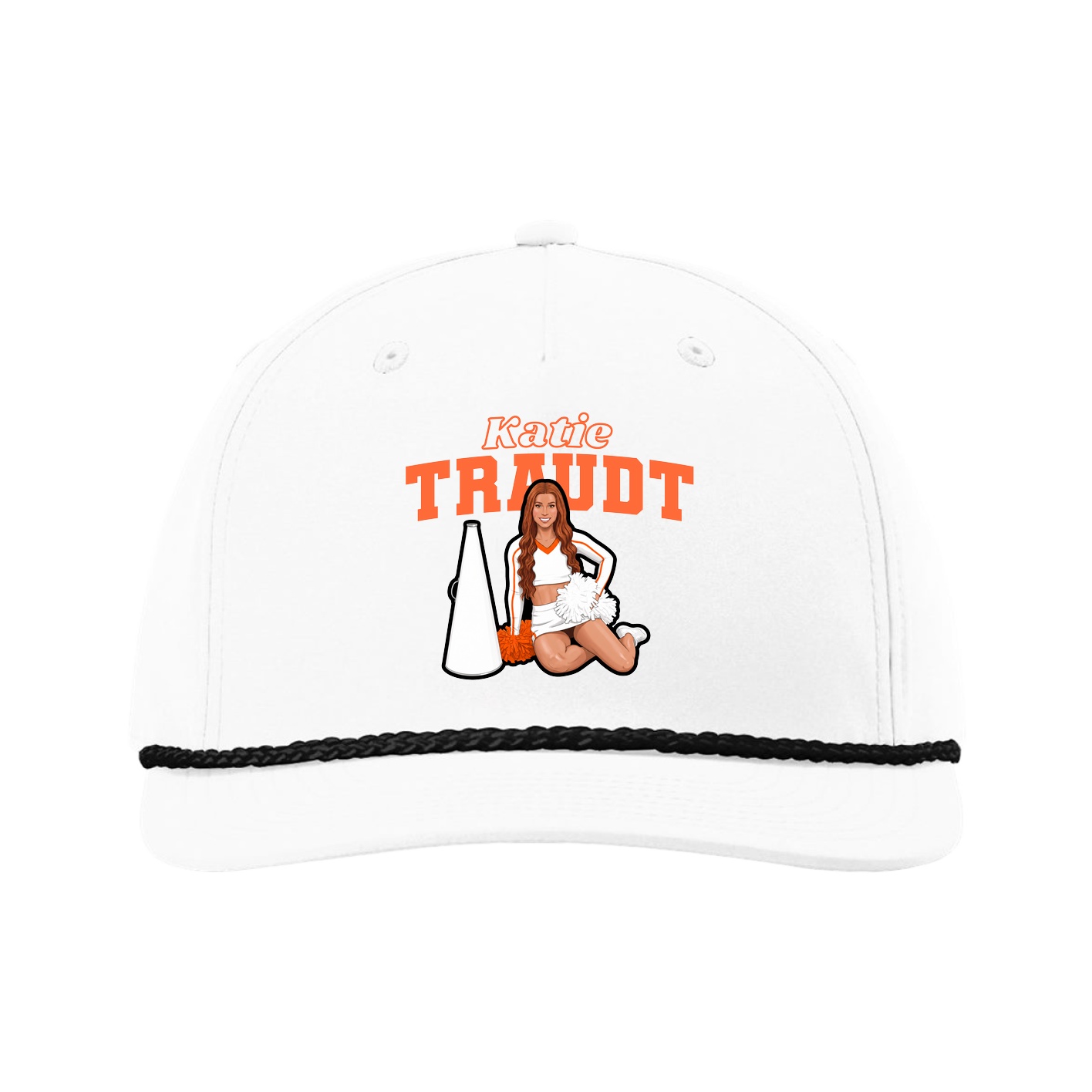 Five-Panel Classic Rope Cap — Name Arch in White