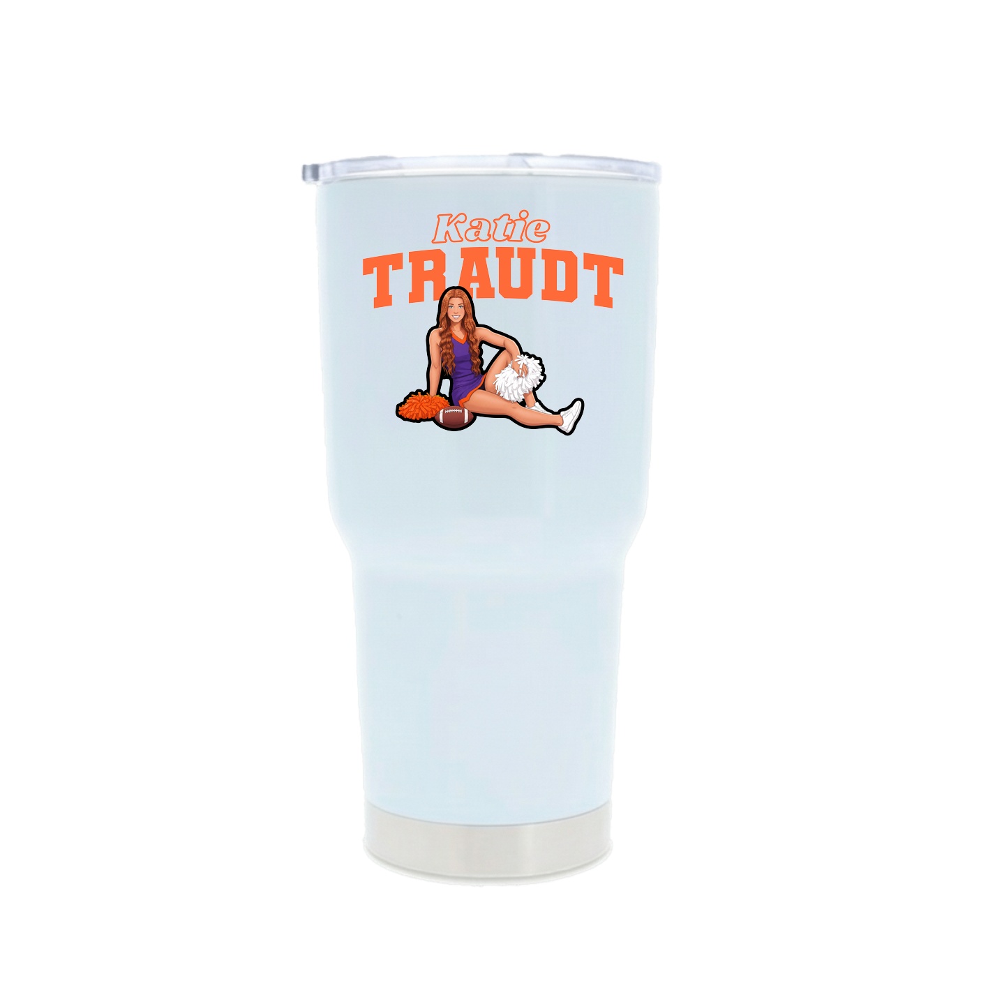 30oz Stainless Steel Tumbler — Name Arch in White
