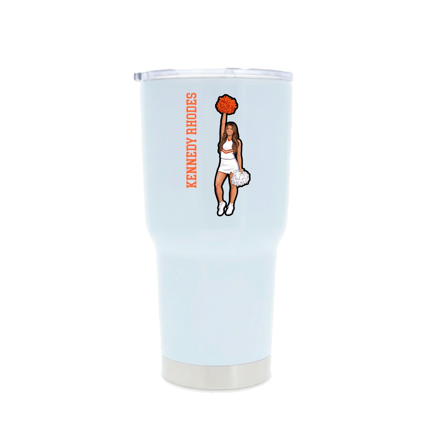 30oz Stainless Steel Tumbler — Name Vertical in White