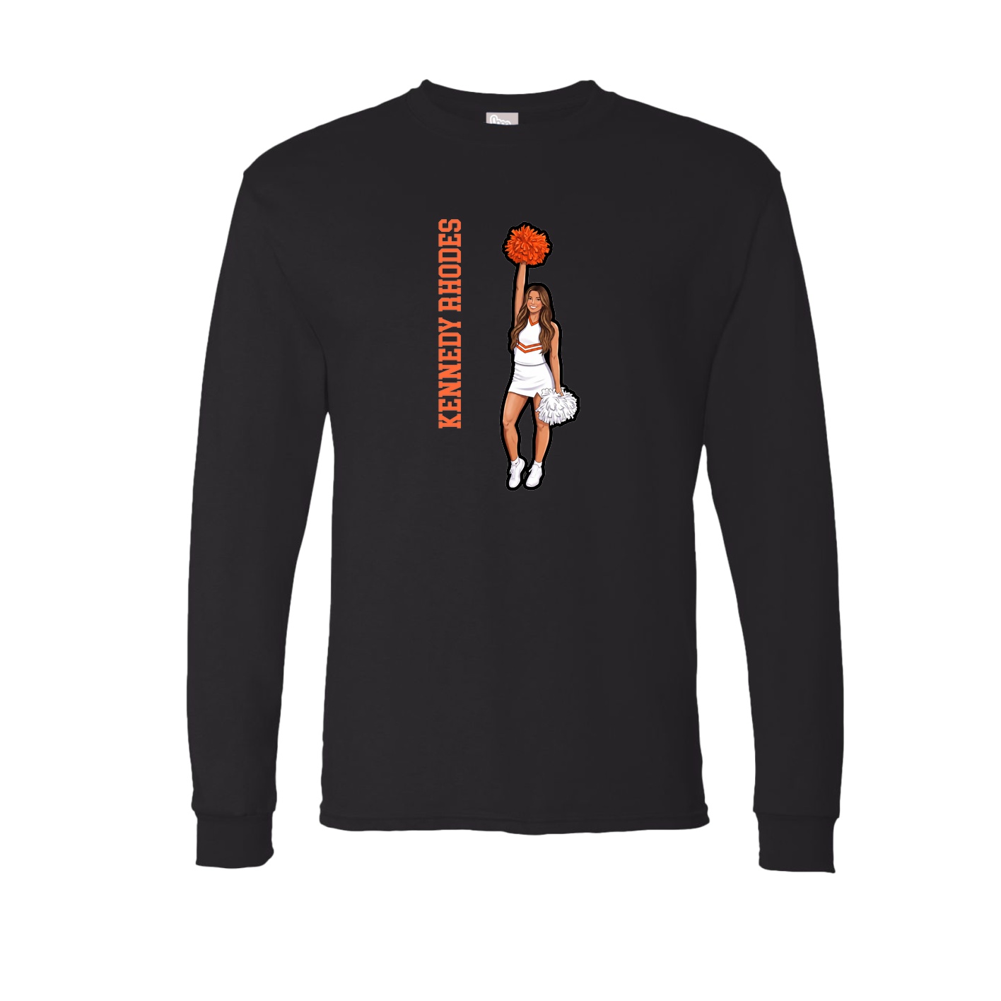 Long Sleeve Tee — Name Vertical in Black
