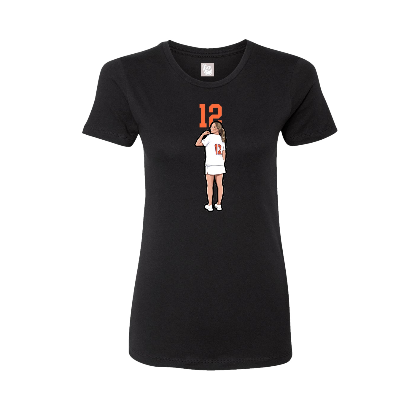 Fitted Women's Tee — Number Top in Black