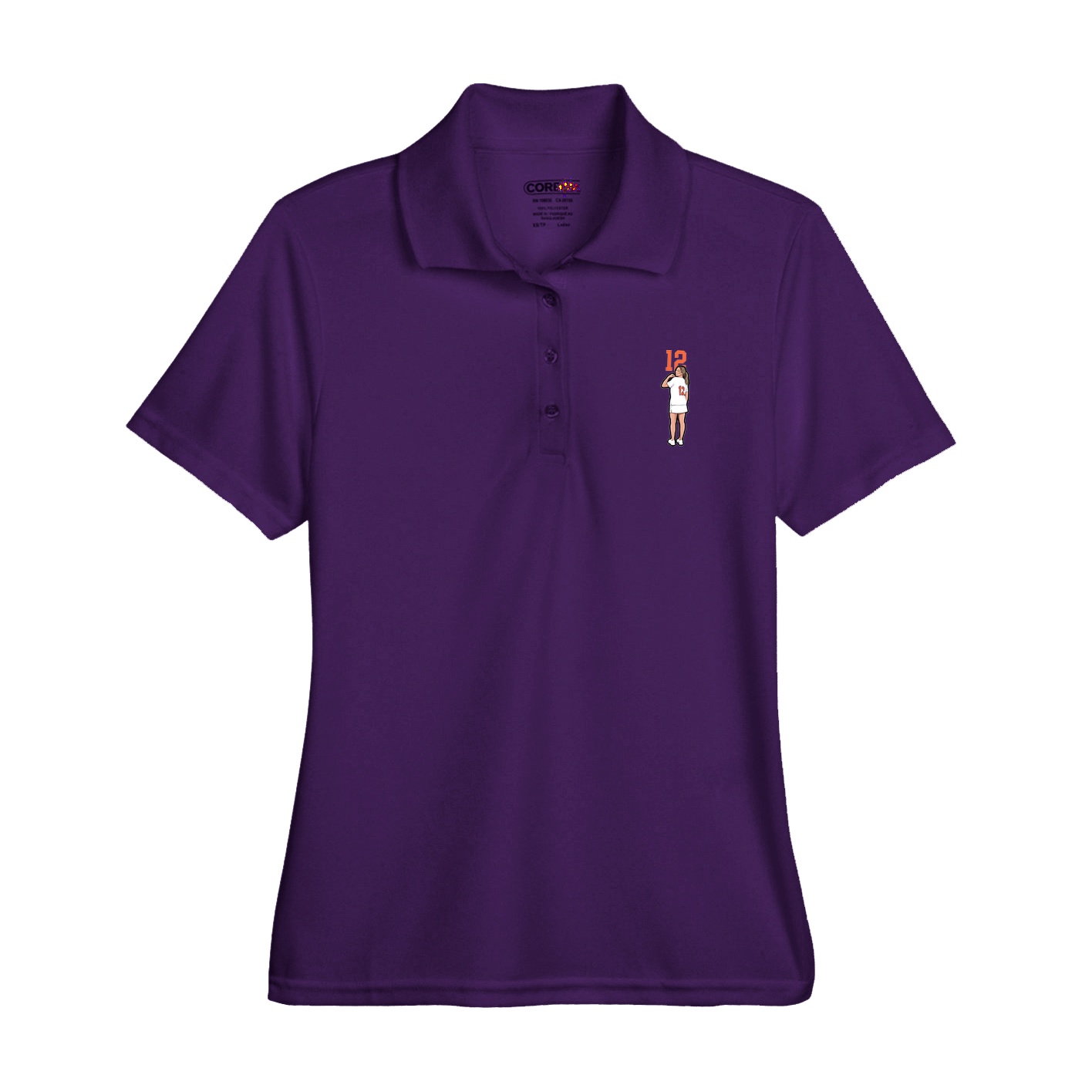 Womens Performance Polo — Number Top in Purple