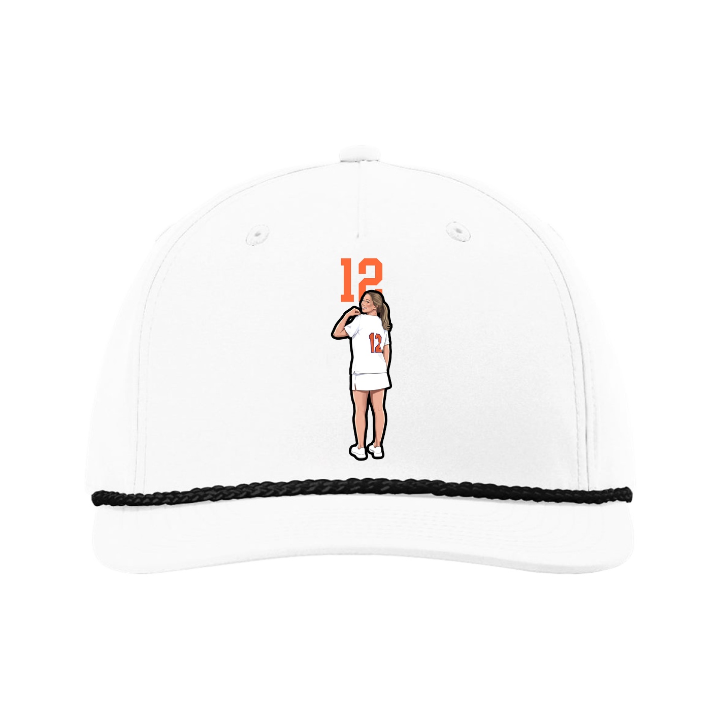 Five-Panel Classic Rope Cap — Number Top in White