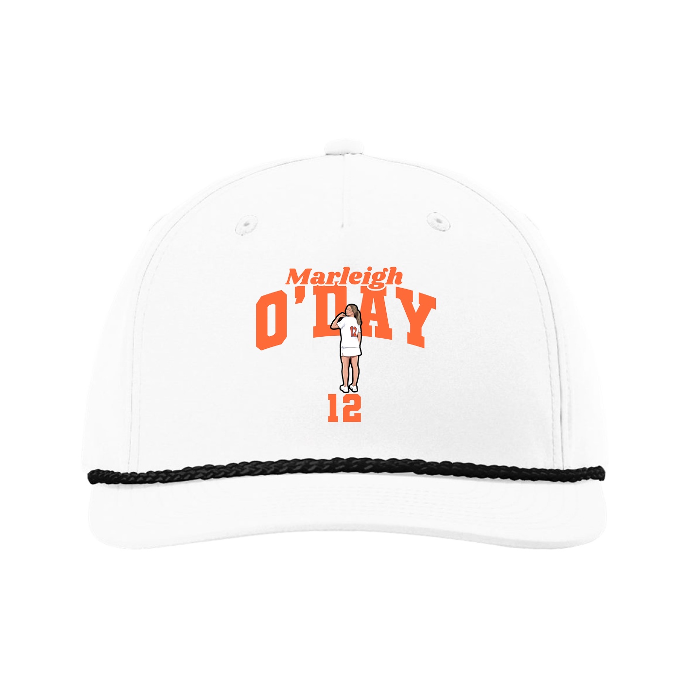 Five-Panel Classic Rope Cap — Signature Arch in White