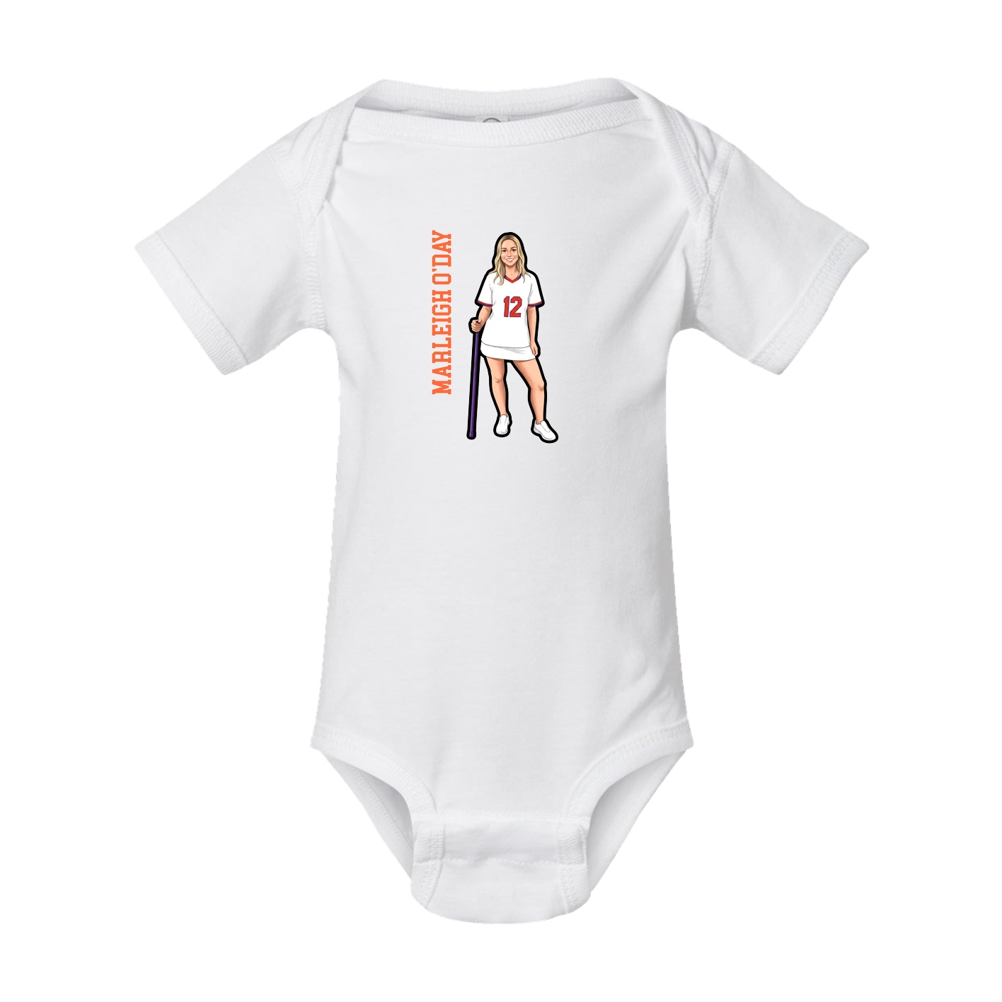 Baby Onesie — Name Vertical in White