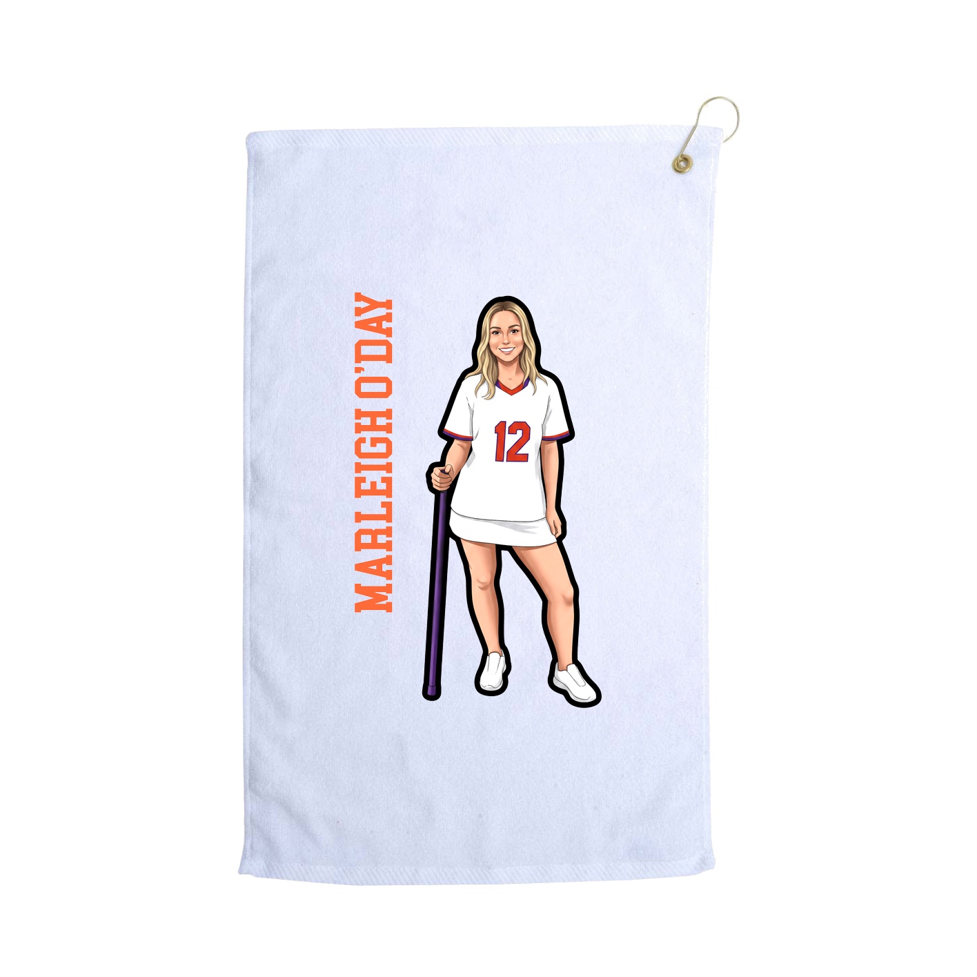 Golf Towel — Name Vertical in White