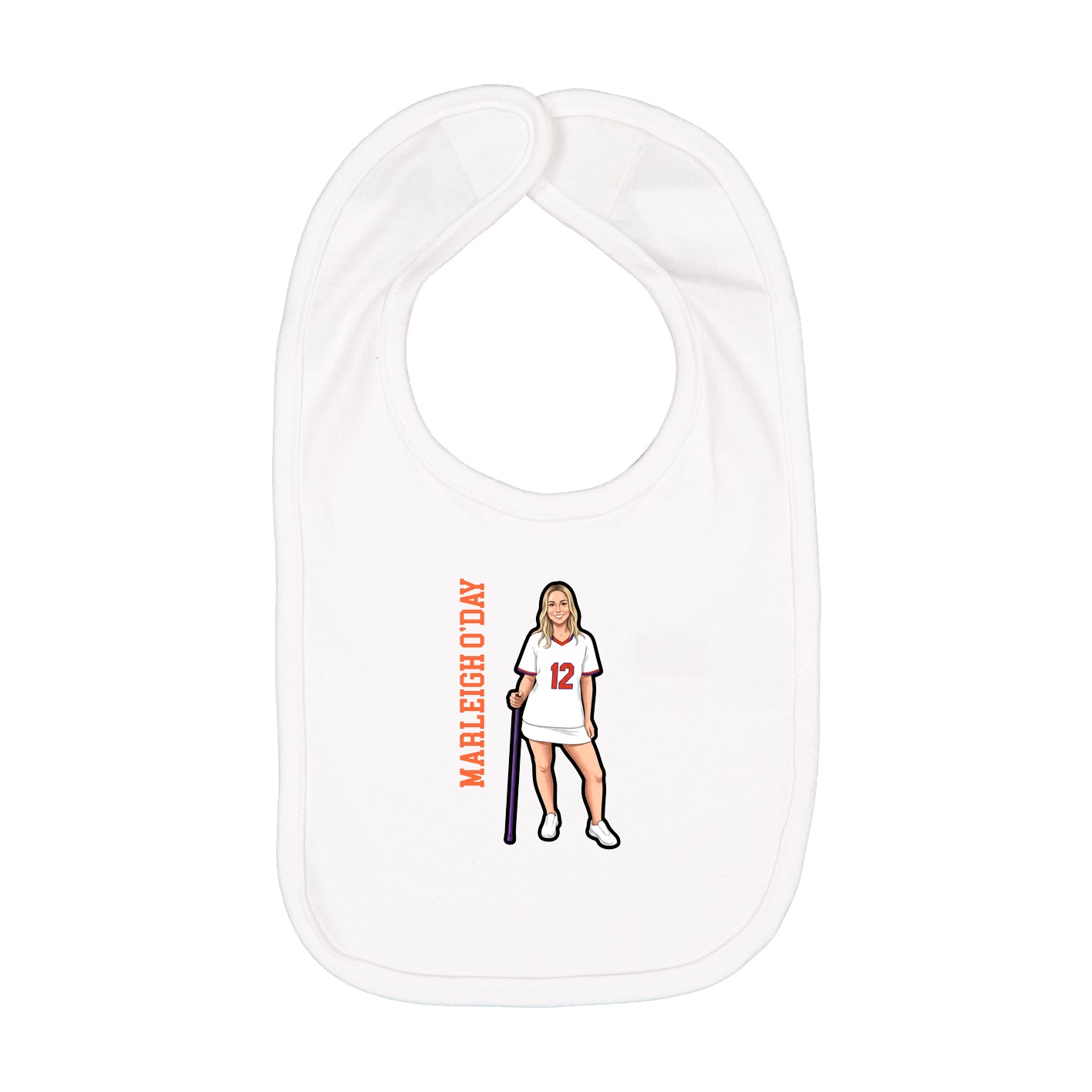 Infant Bib — Name Vertical in White