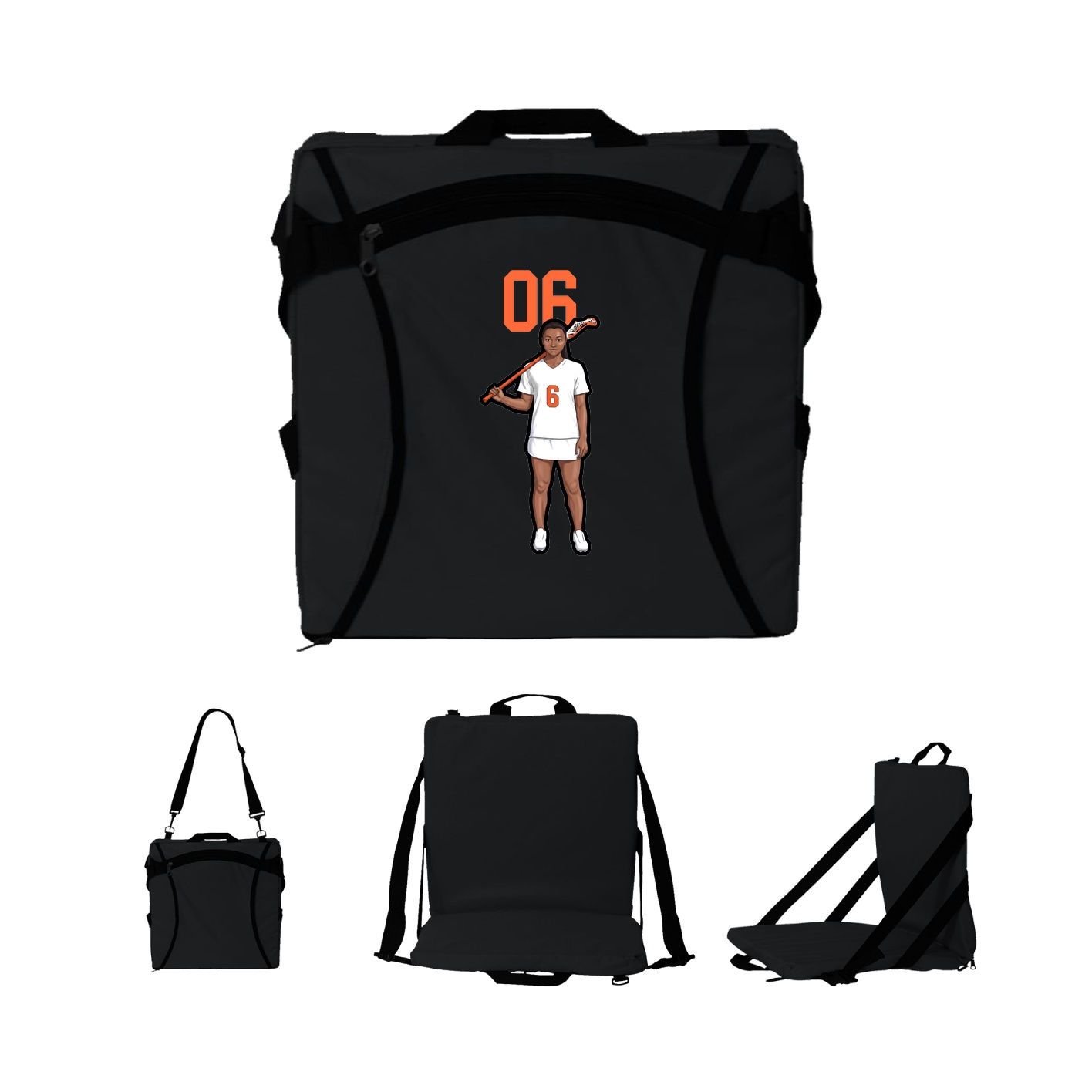 Folding Stadium Seat — Number Top in Black