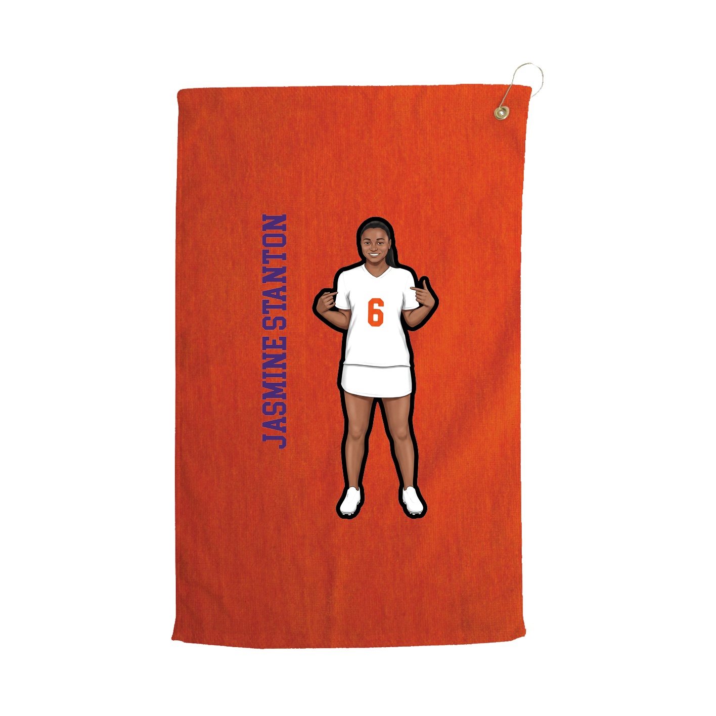 Golf Towel — Name Vertical in Orange