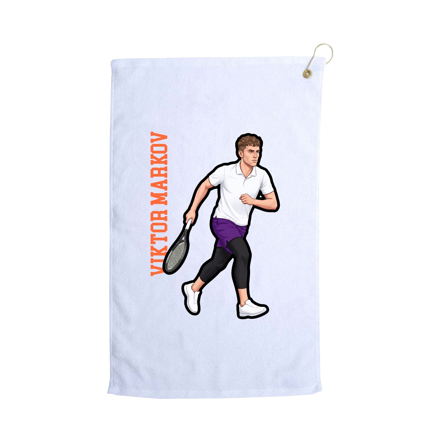 Golf Towel — Name Vertical in White