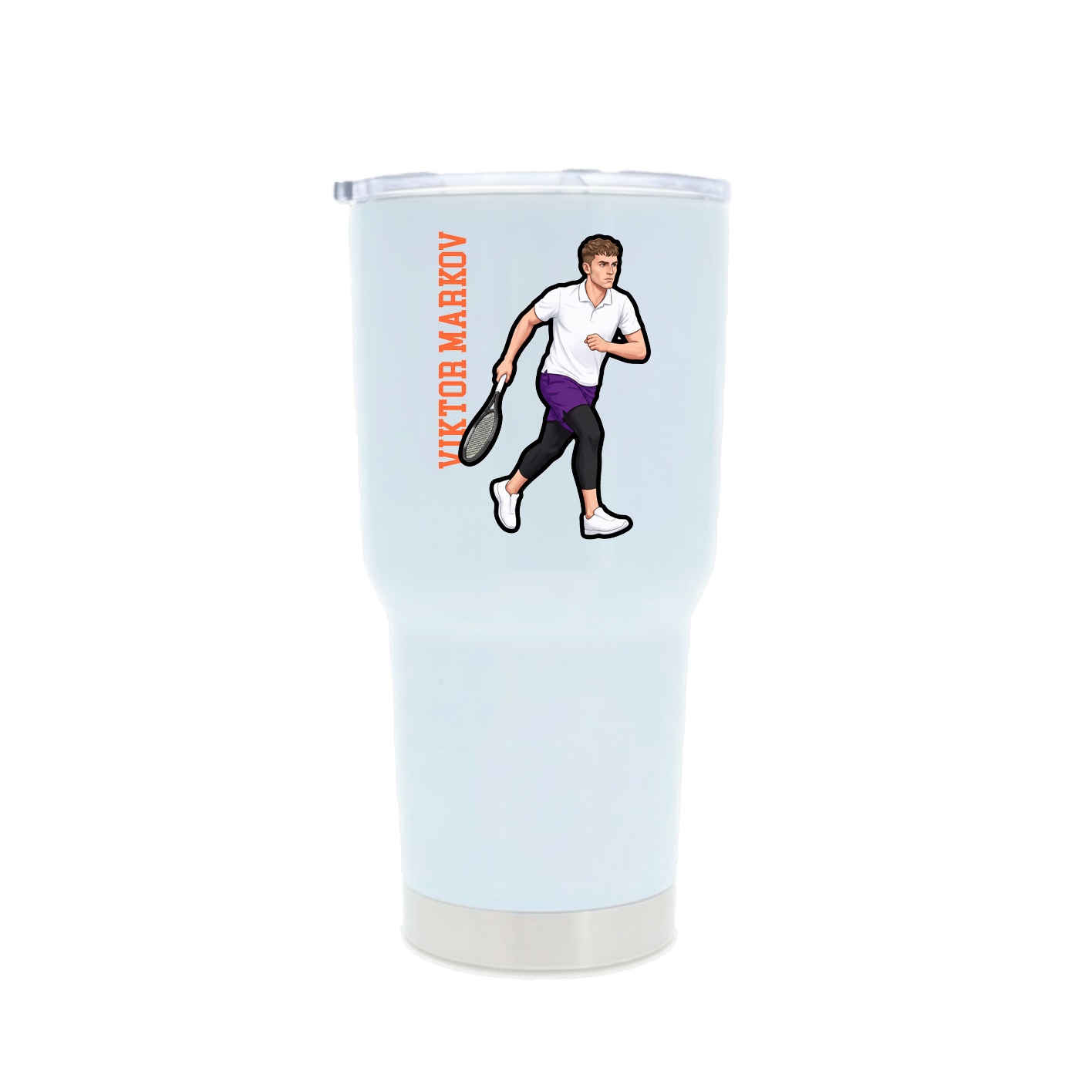 30oz Stainless Steel Tumbler — Name Vertical in White