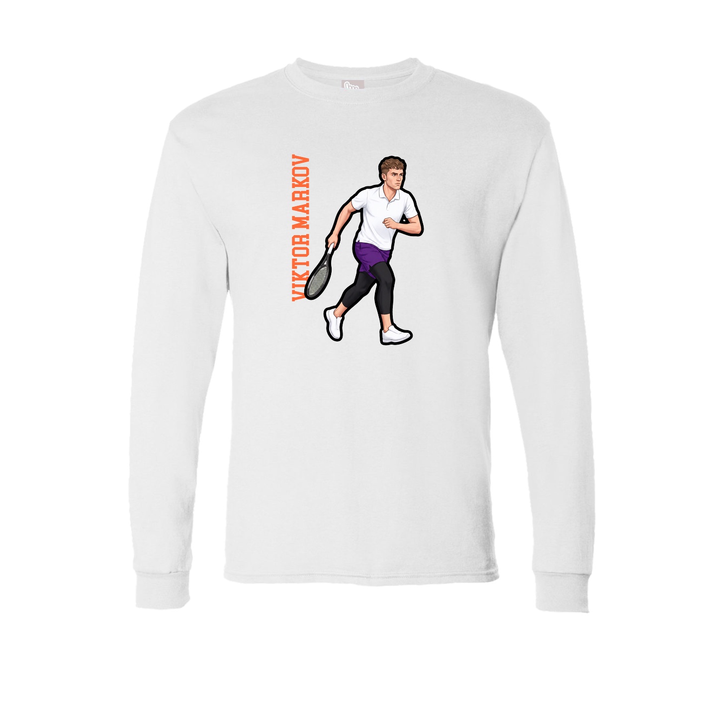 Long Sleeve Tee — Name Vertical in White
