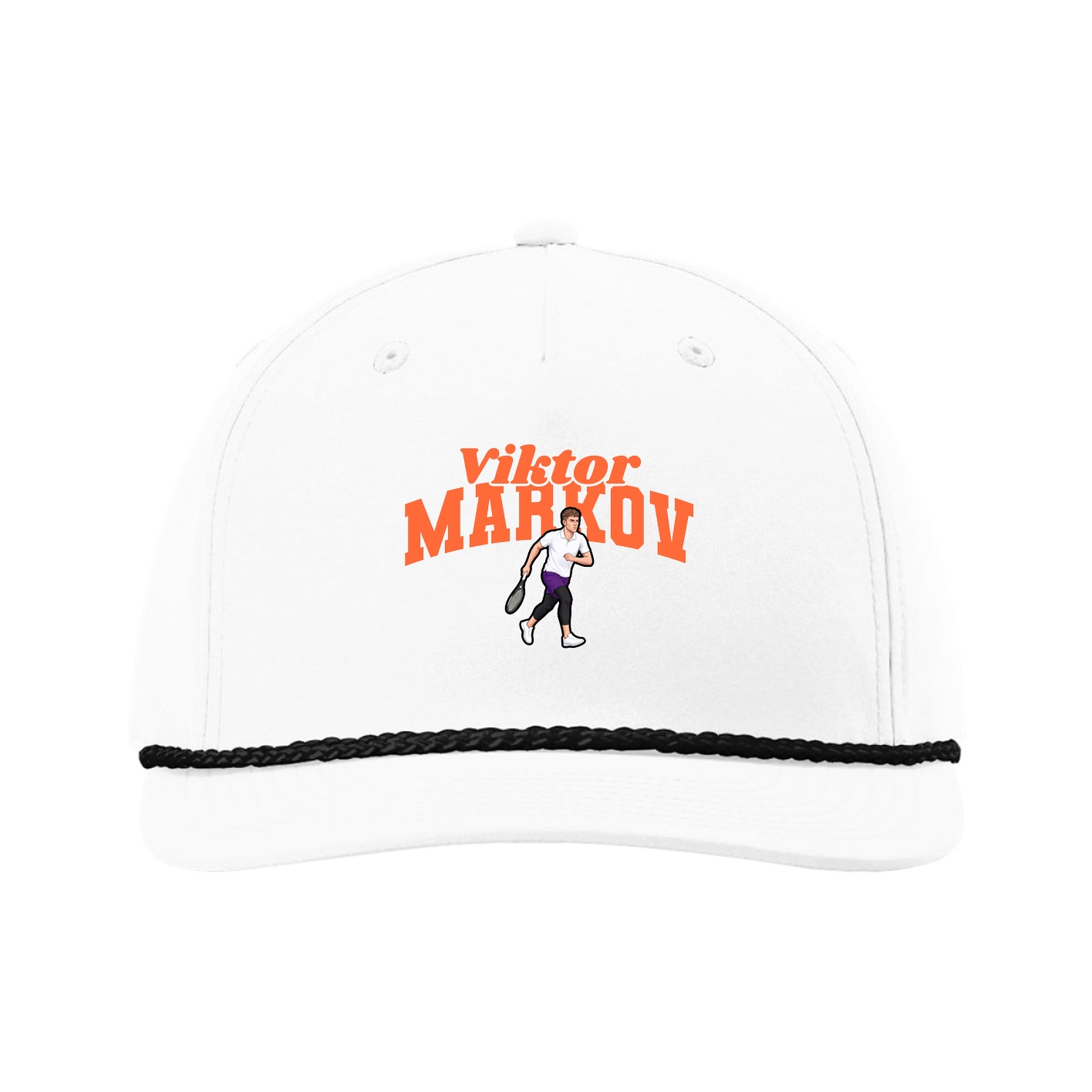 Five-Panel Classic Rope Cap — Signature Arch in White