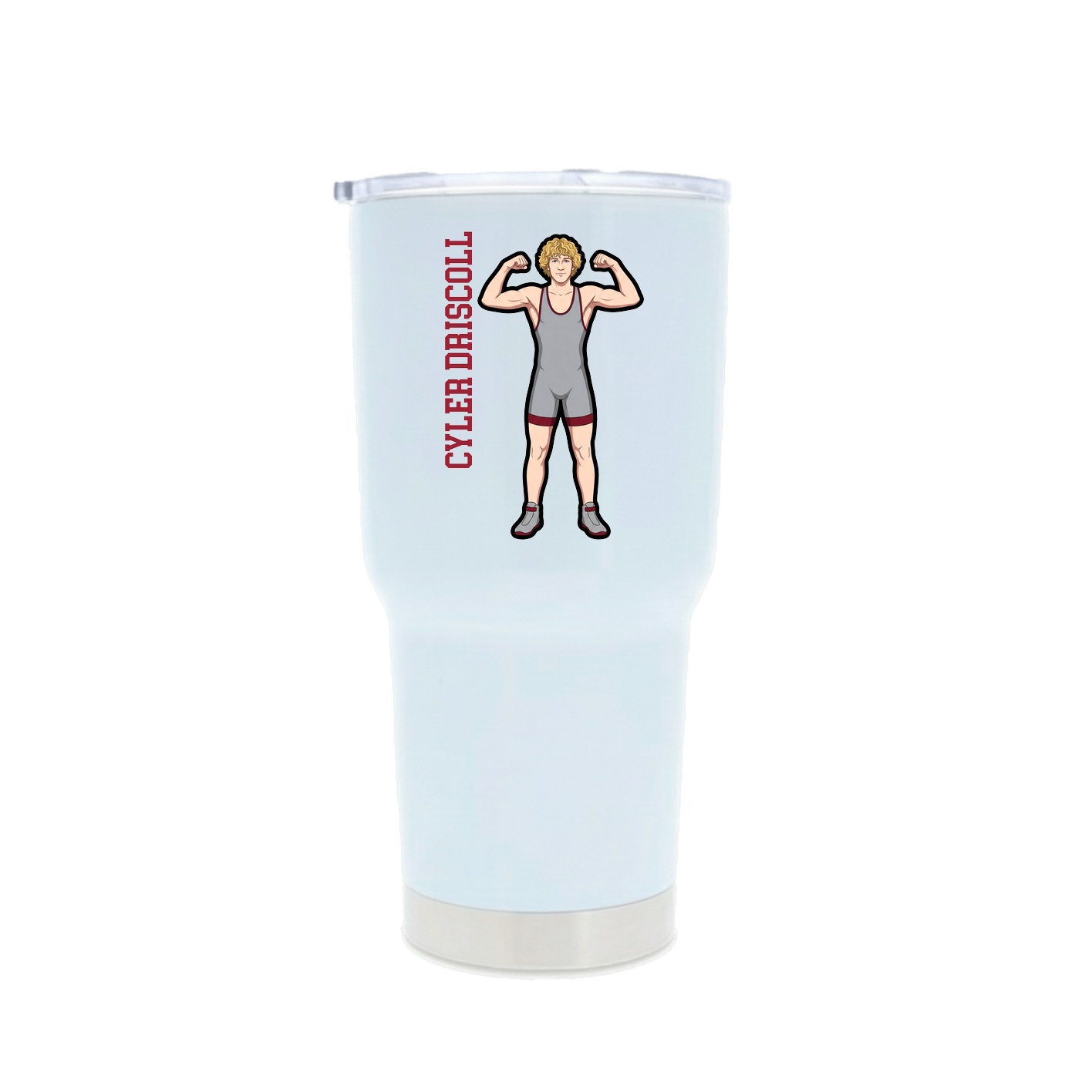 30oz Stainless Steel Tumbler — Name Vertical in White