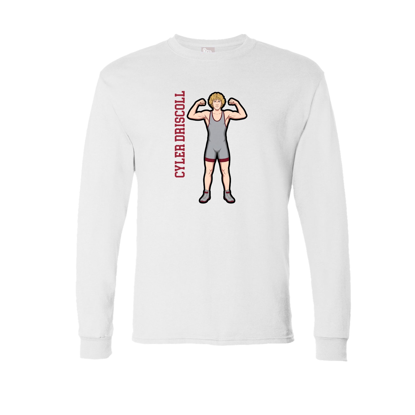 Long Sleeve Tee — Name Vertical in White