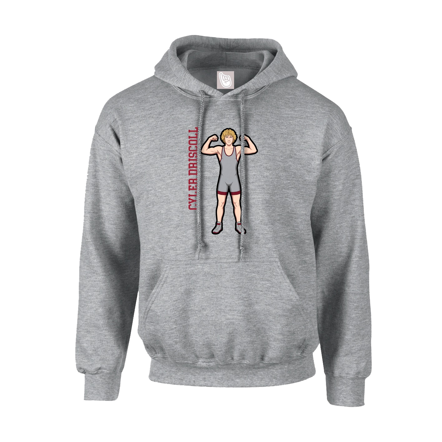 Youth Hoodie — Name Vertical in Grey
