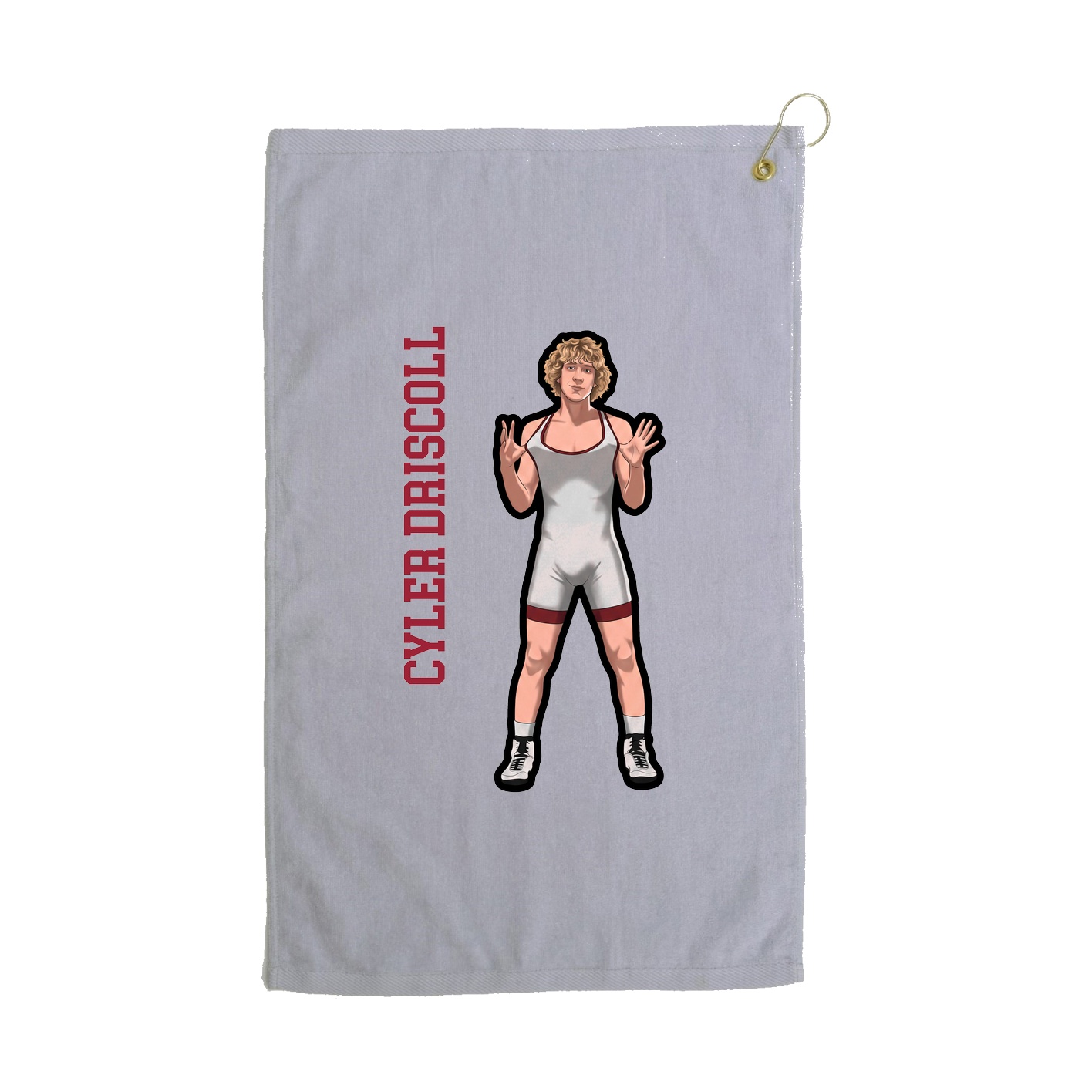 Golf Towel — Name Vertical in Grey