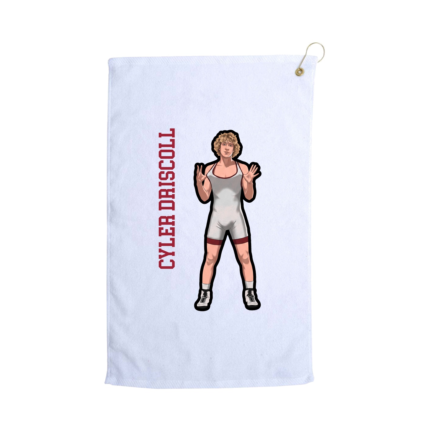 Golf Towel — Name Vertical in White
