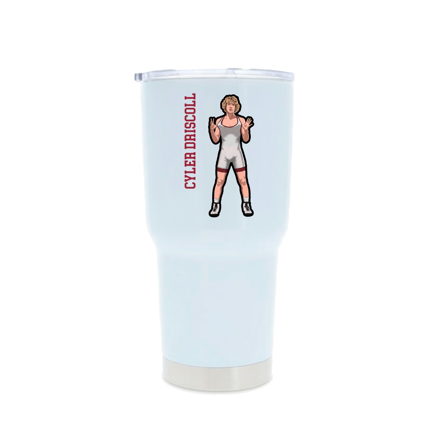 30oz Stainless Steel Tumbler — Name Vertical in White