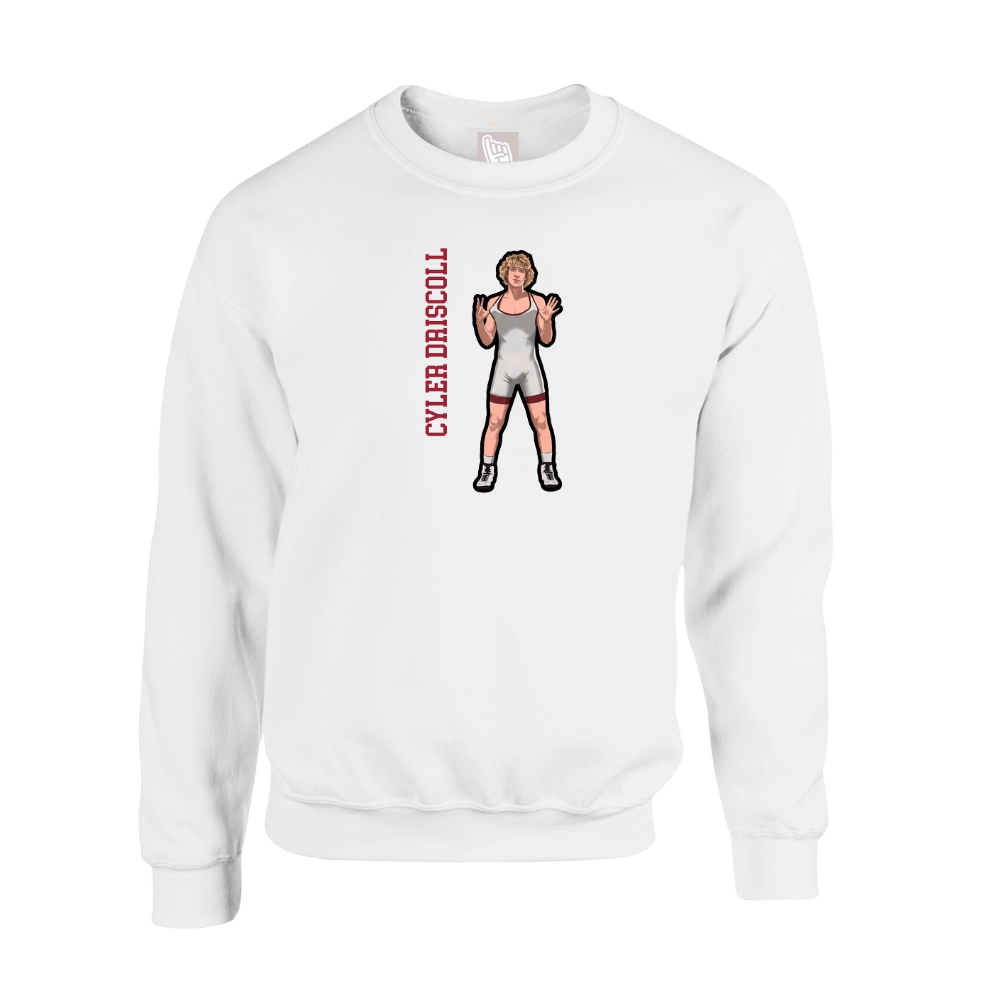 Fleece Crew — Name Vertical in White