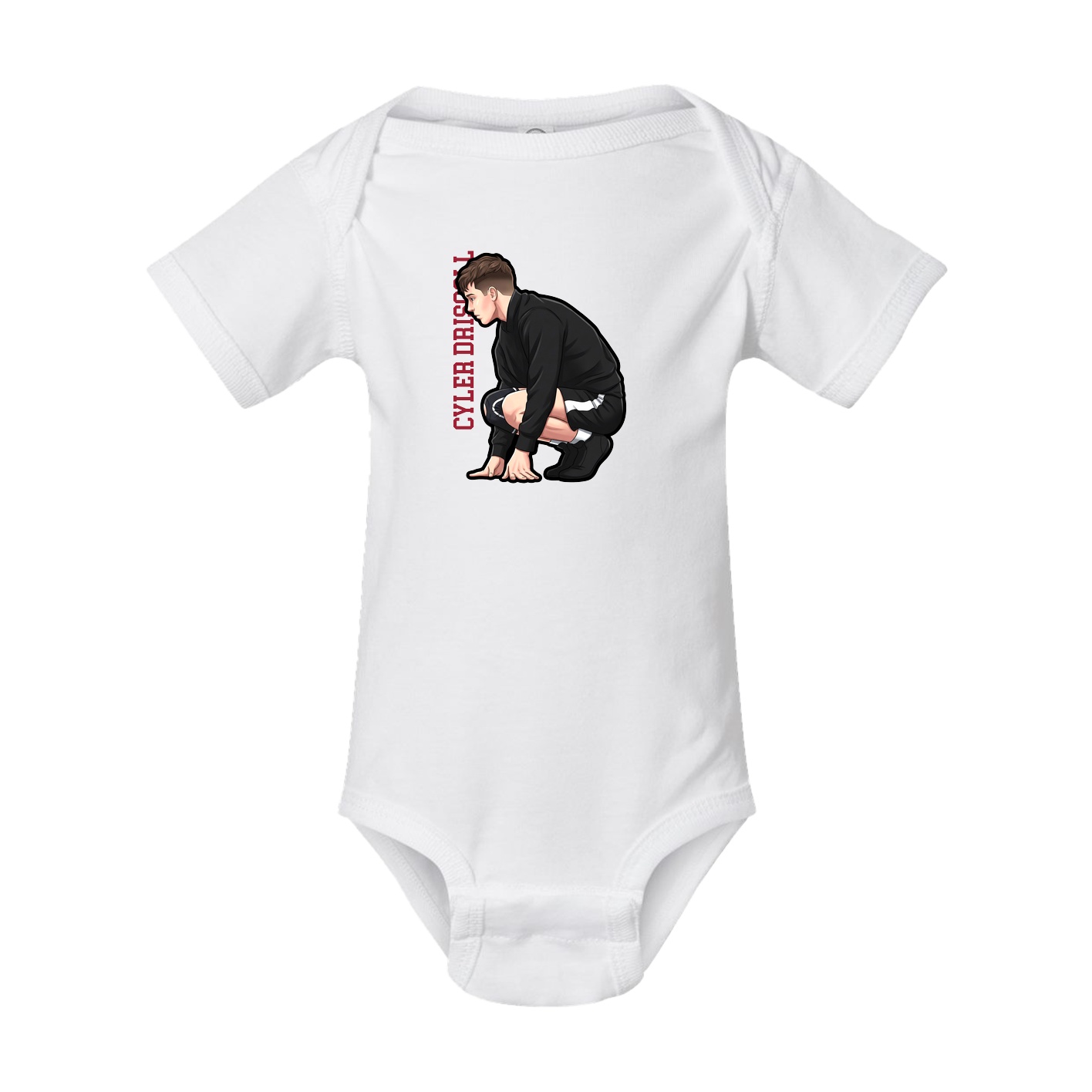 Baby Onesie — Name Vertical in White