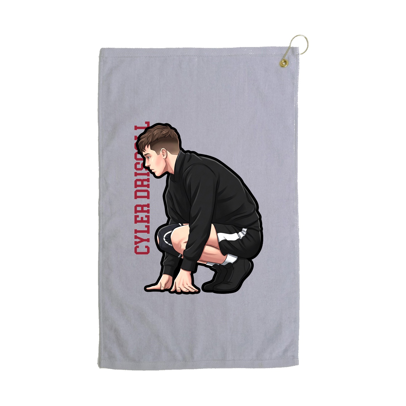 Golf Towel — Name Vertical in Grey