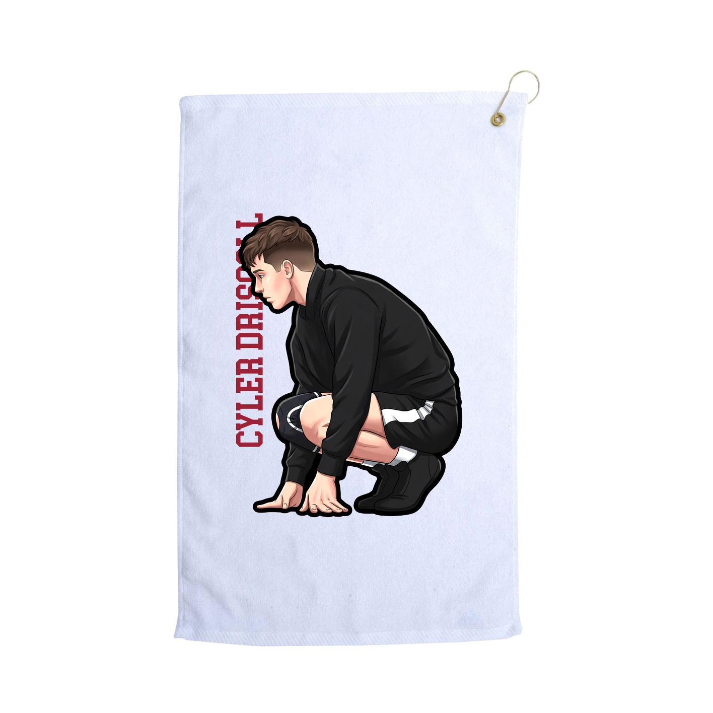 Golf Towel — Name Vertical in White