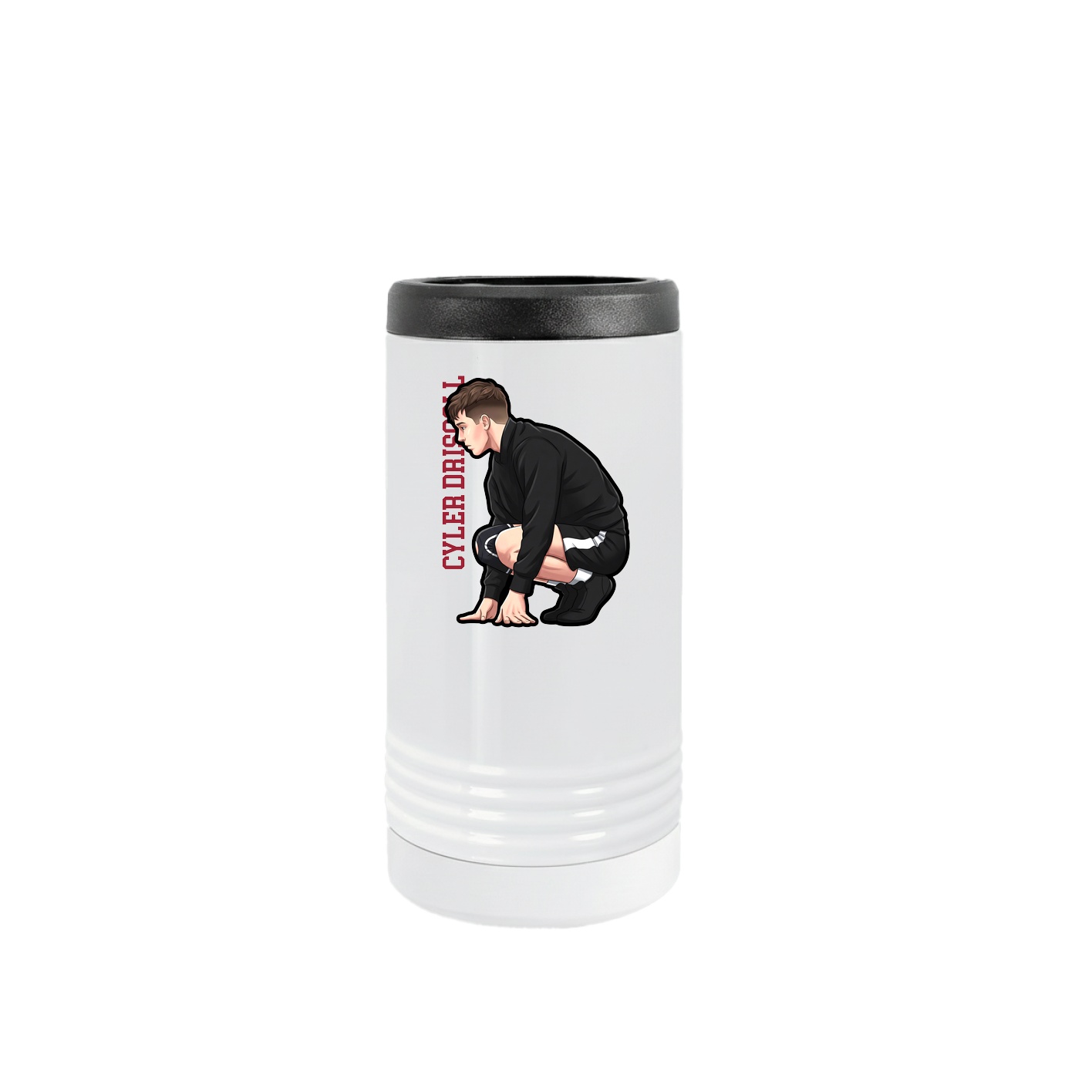 Slim Beverage Holder — Name Vertical in White