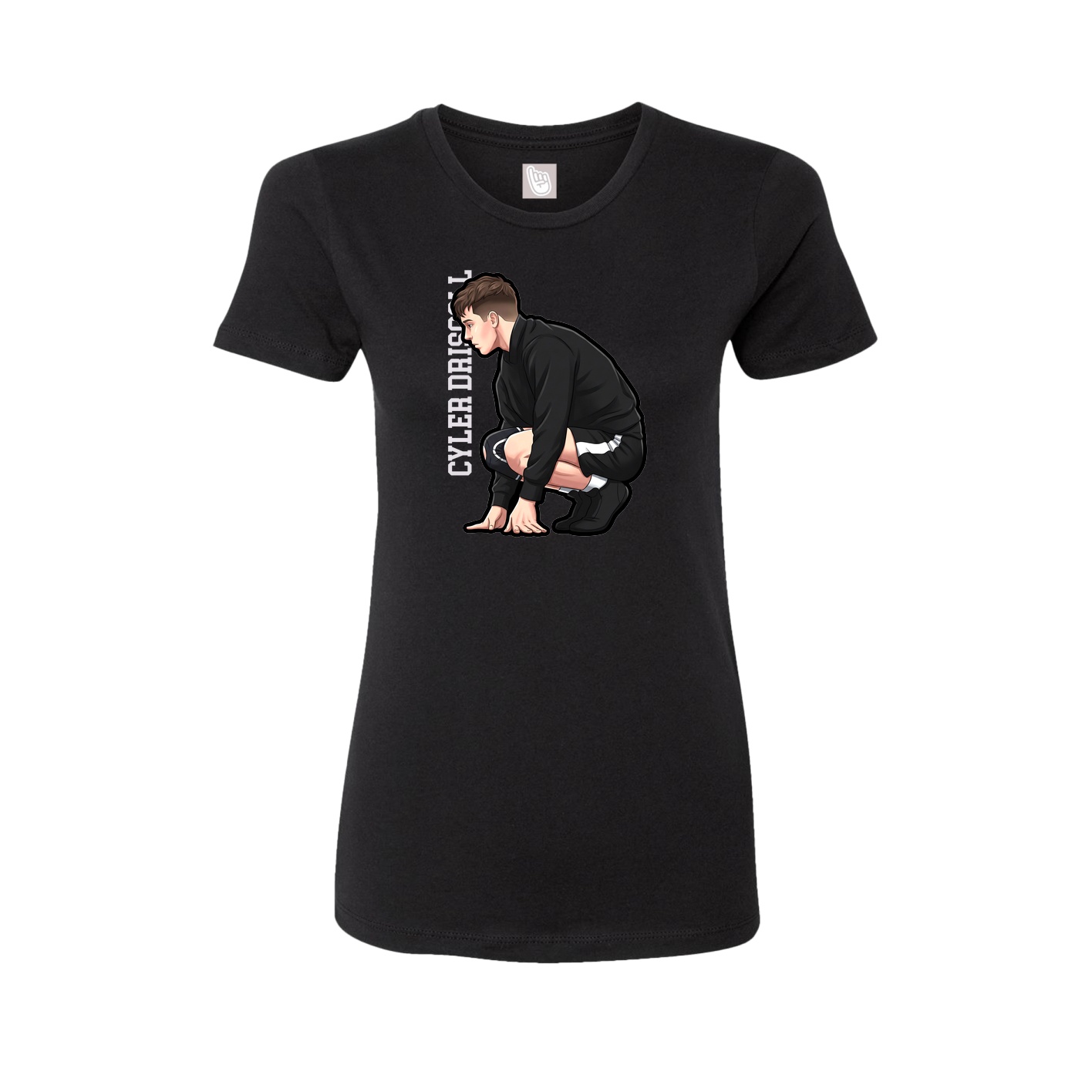 Womens Tee — Name Vertical in Black