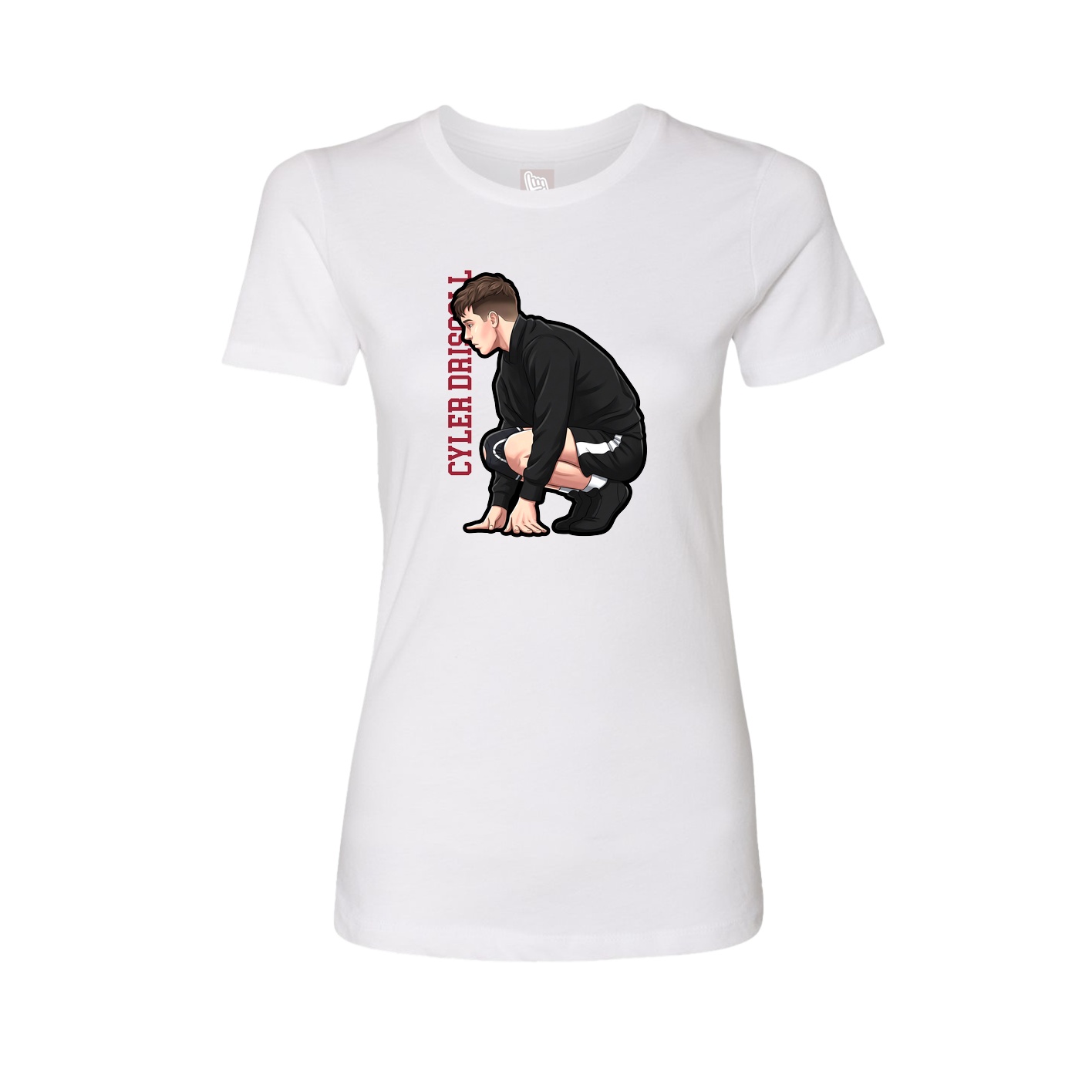 Fitted Women's Tee — Name Vertical in White