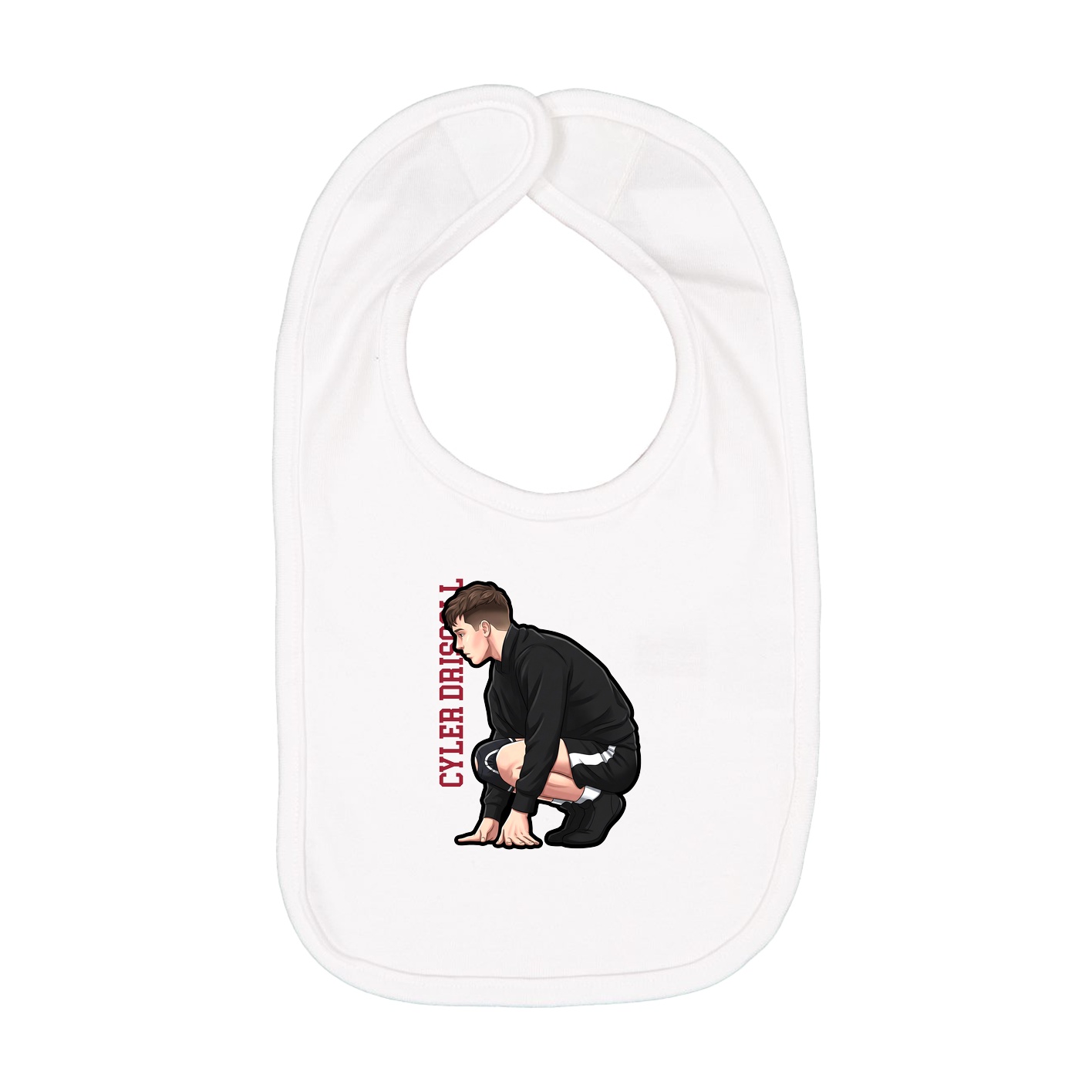 Infant Bib — Name Vertical in White