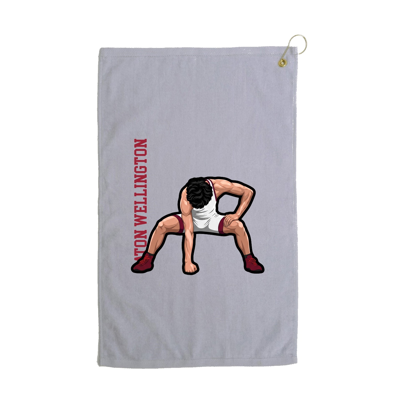 Golf Towel — Name Vertical in Grey