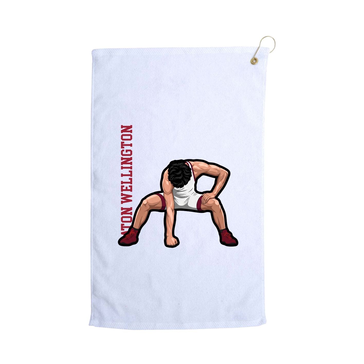 Golf Towel — Name Vertical in White