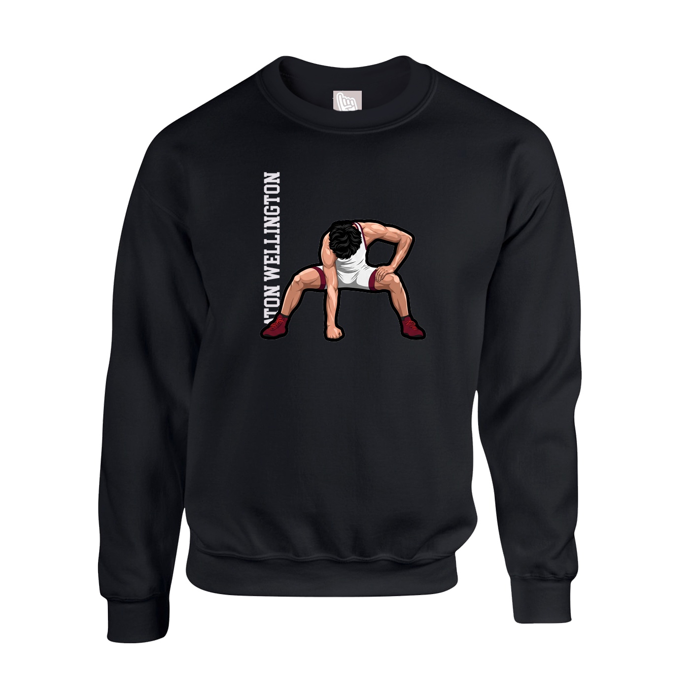 Fleece Crew — Name Vertical in Black
