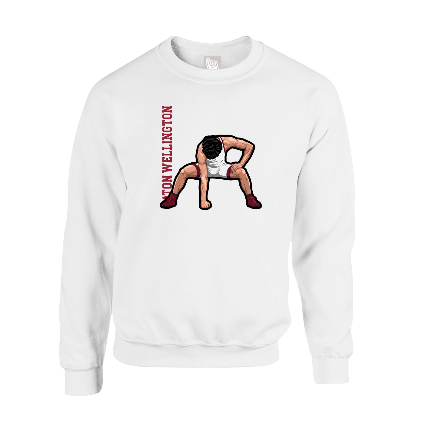 Fleece Crew — Name Vertical in White