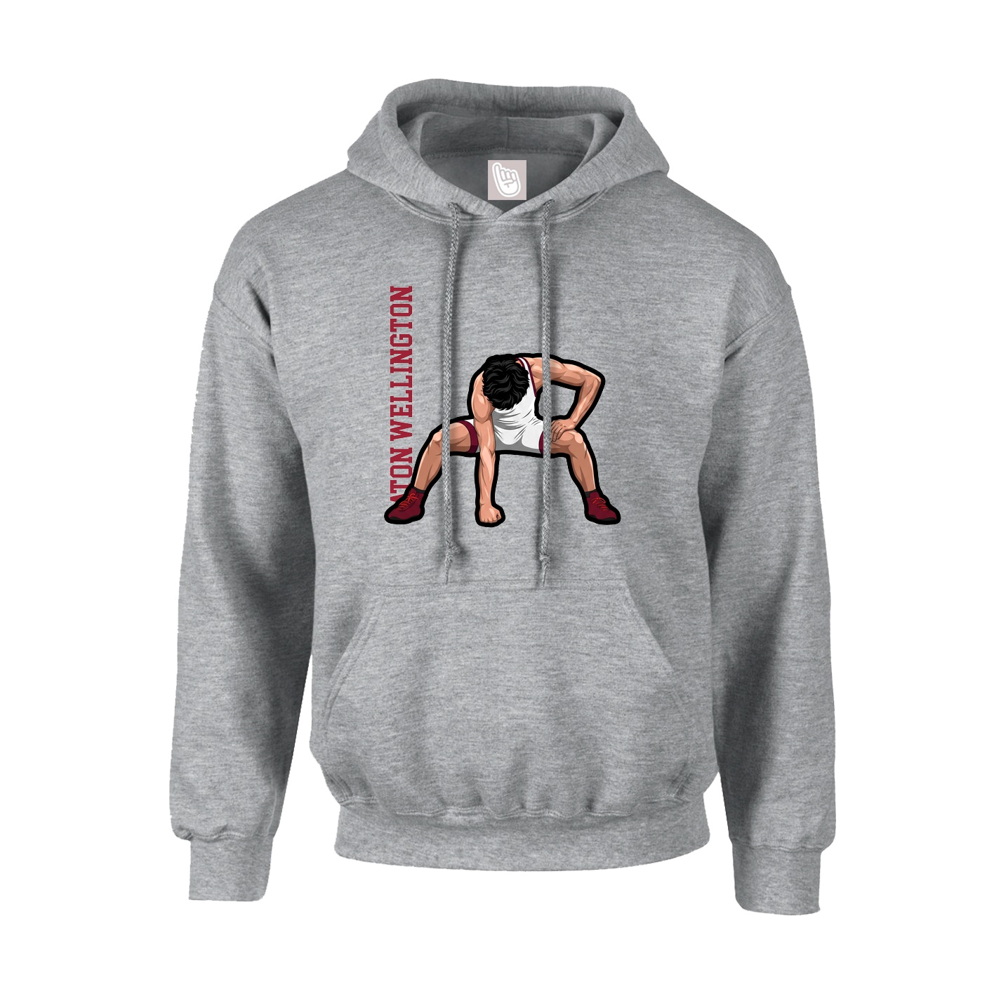 Youth Hoodie — Name Vertical in Grey