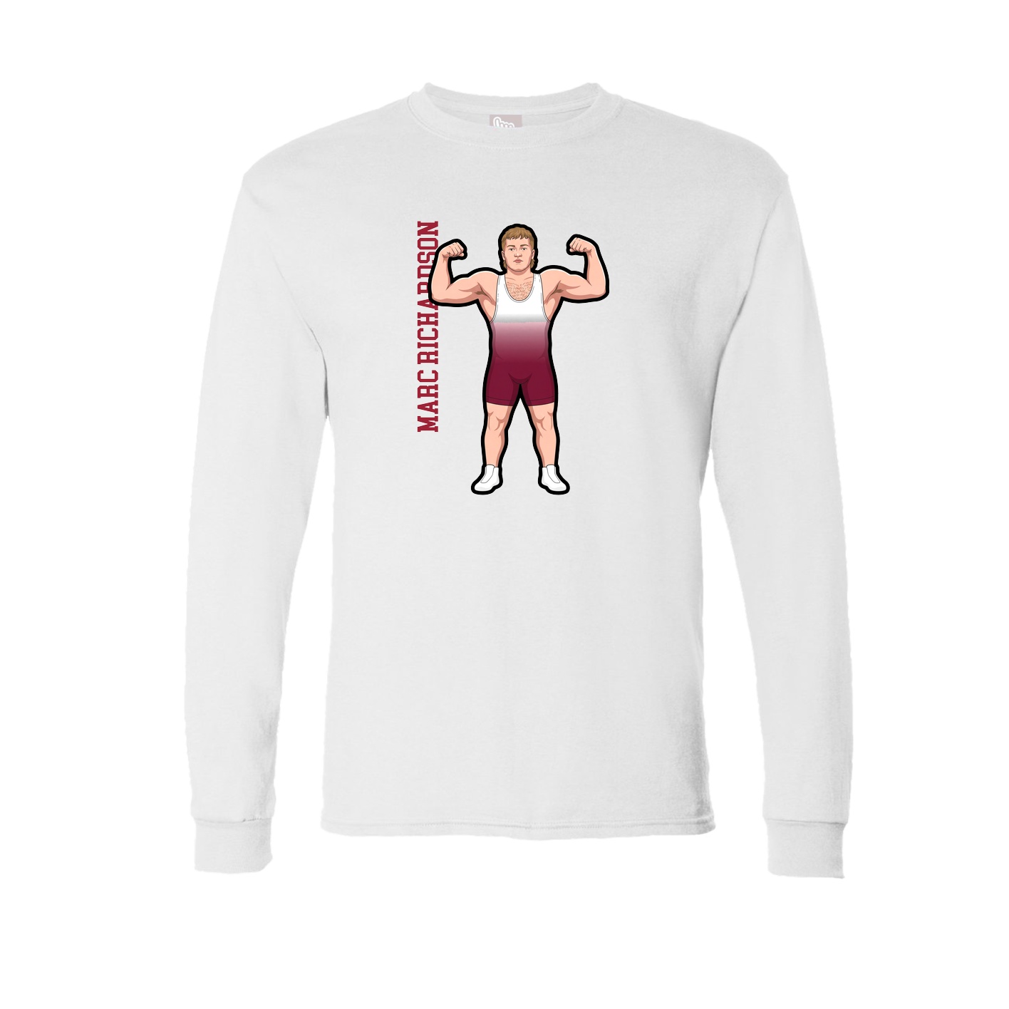 Long Sleeve Tee — Name Vertical in White
