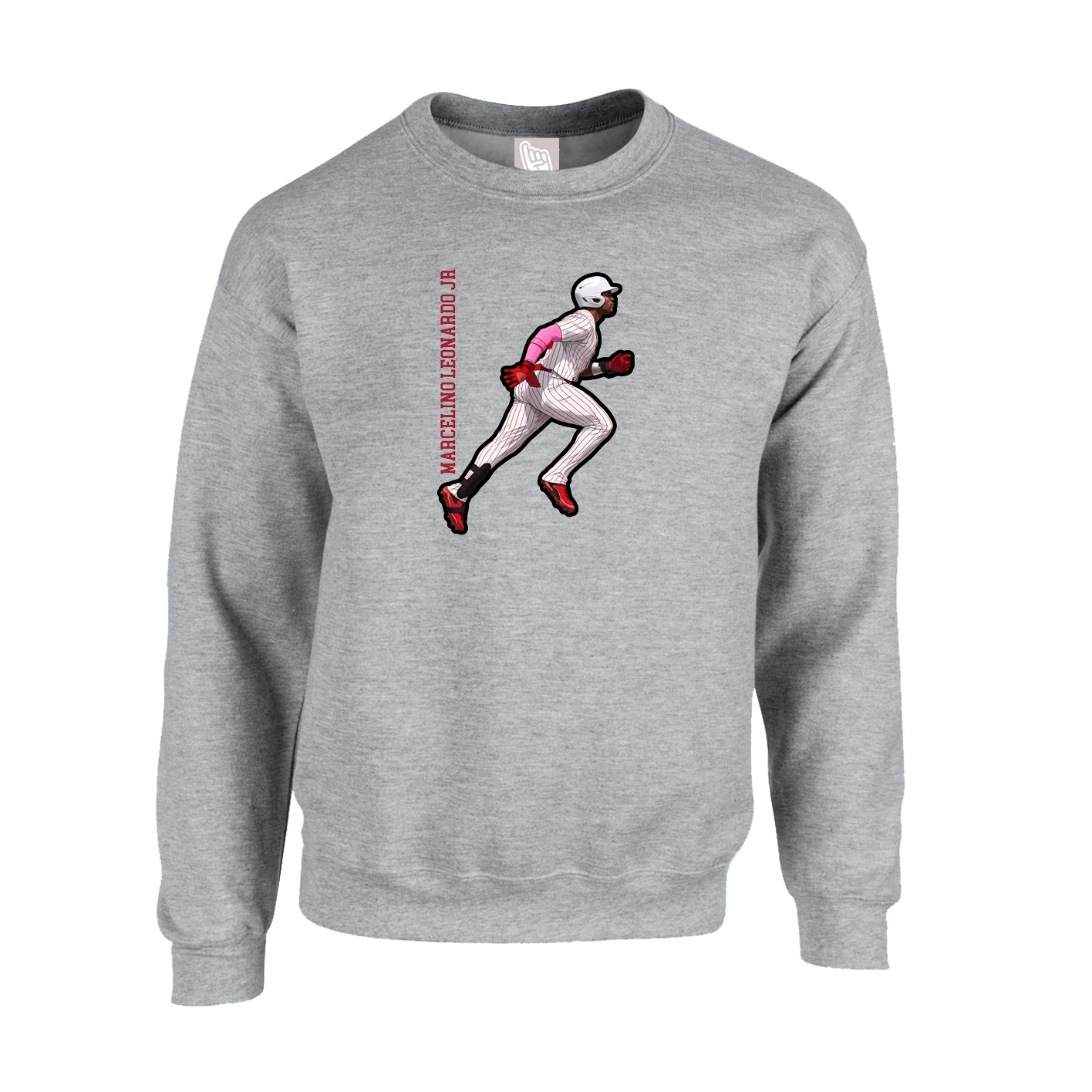 Fleece Crew — Name Vertical in Grey