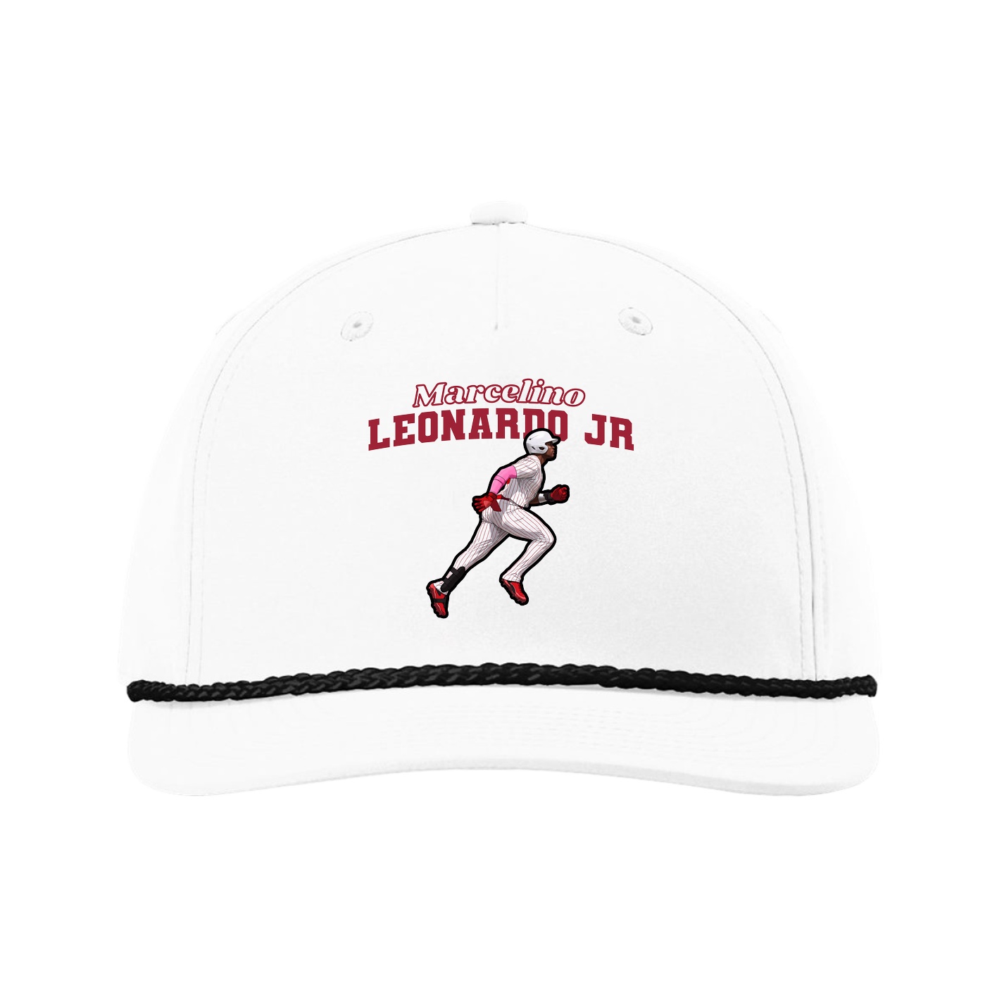 Five-Panel Classic Rope Cap — Name Arch in White
