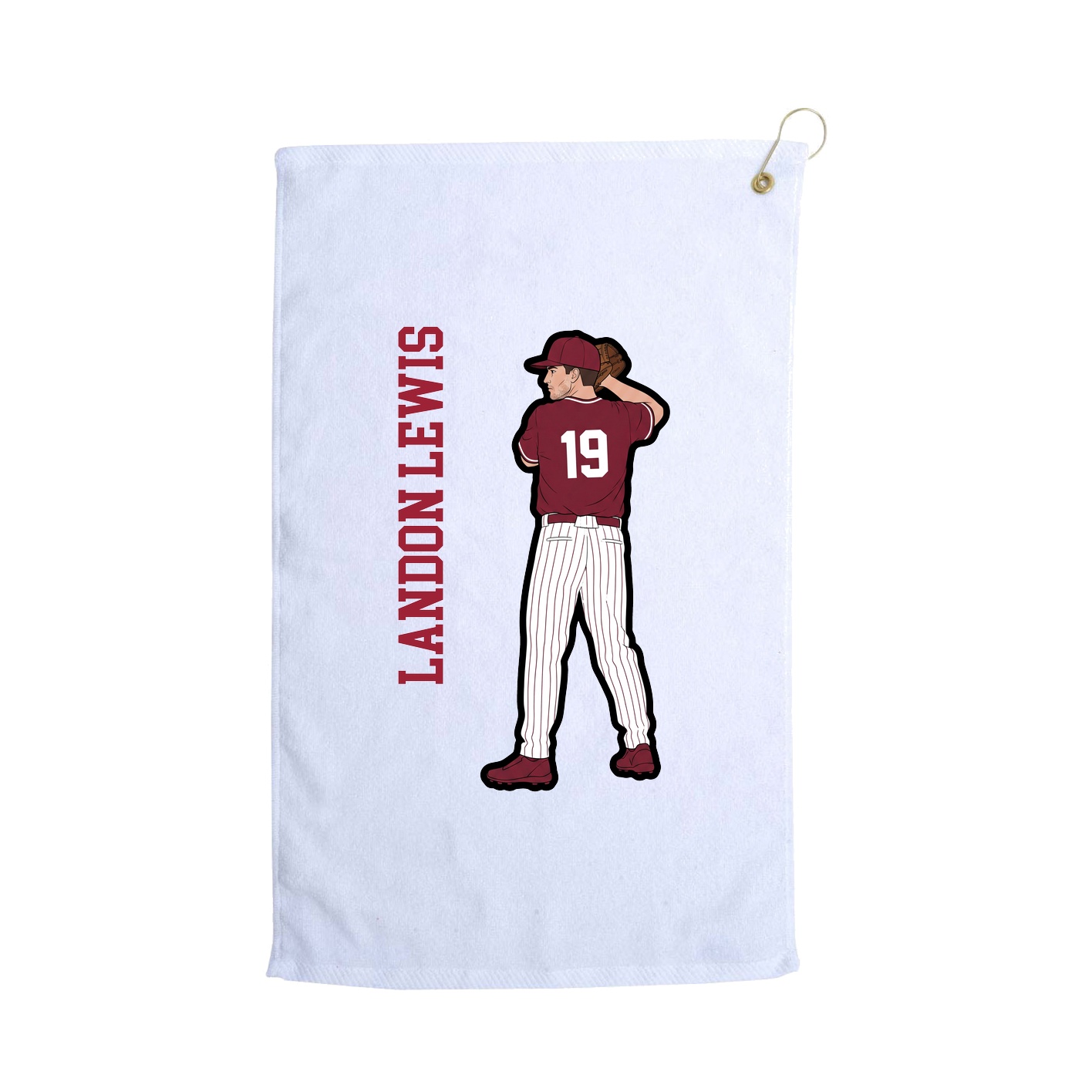 Golf Towel — Name Vertical in White