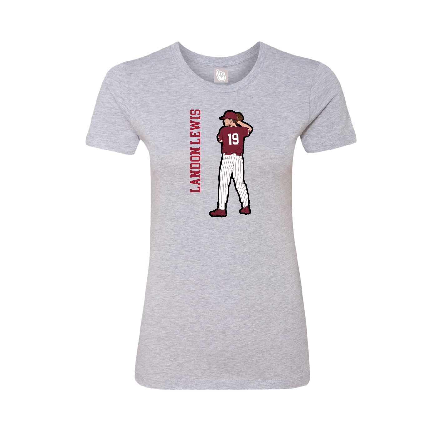 Fitted Women's Tee — Name Vertical in Grey