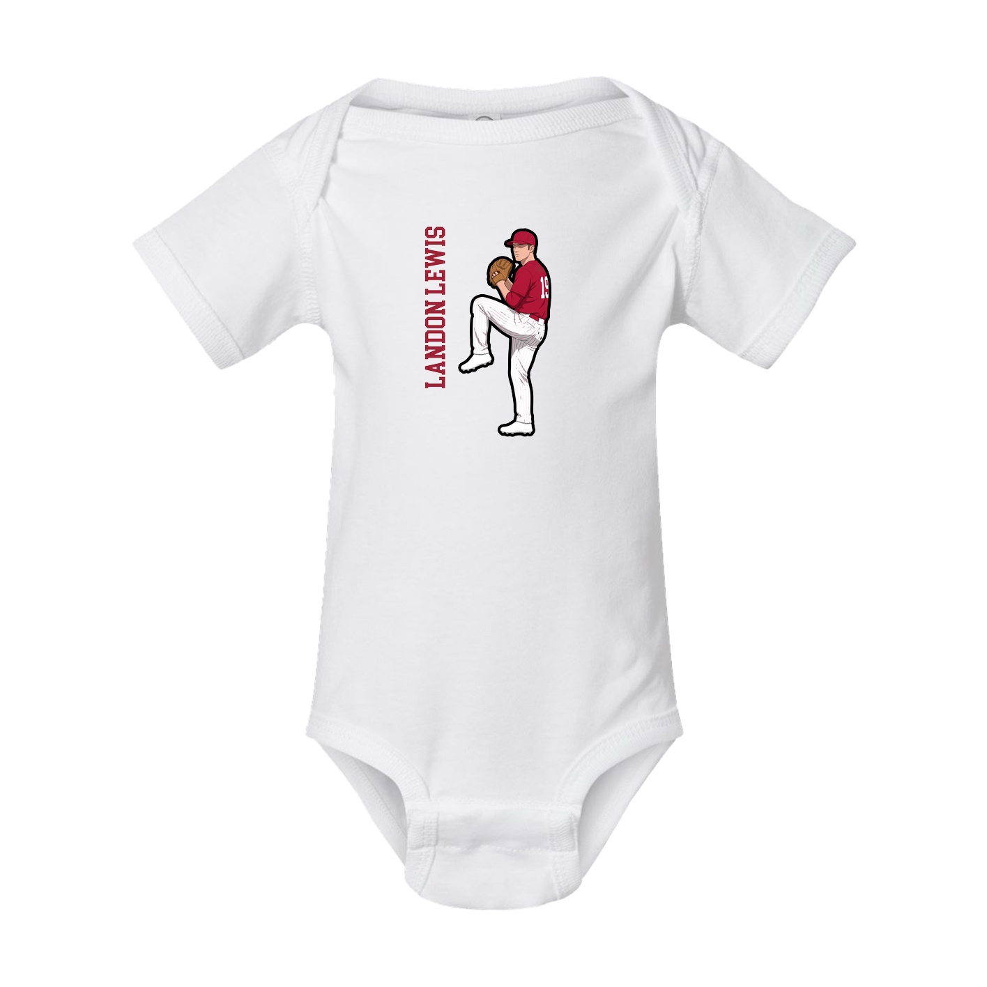 Baby Onesie — Name Vertical in White