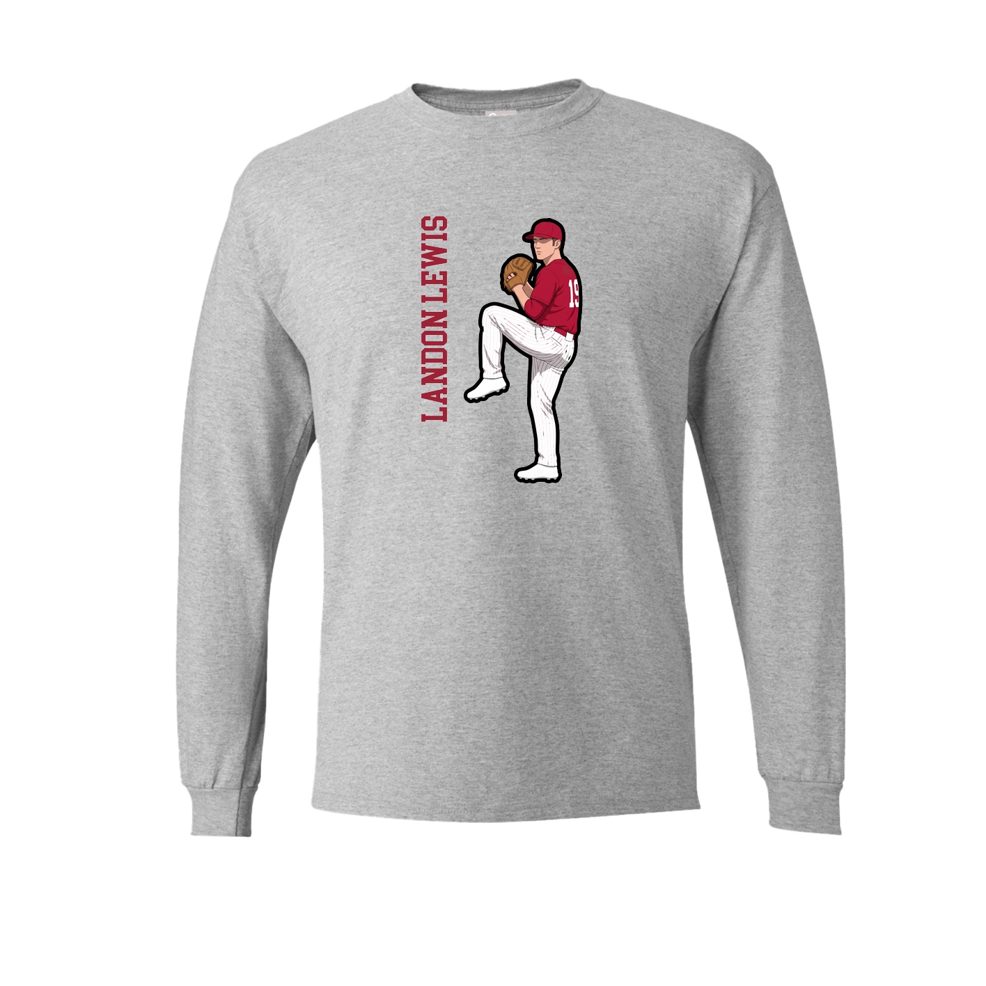 Long Sleeve Tee — Name Vertical in Grey