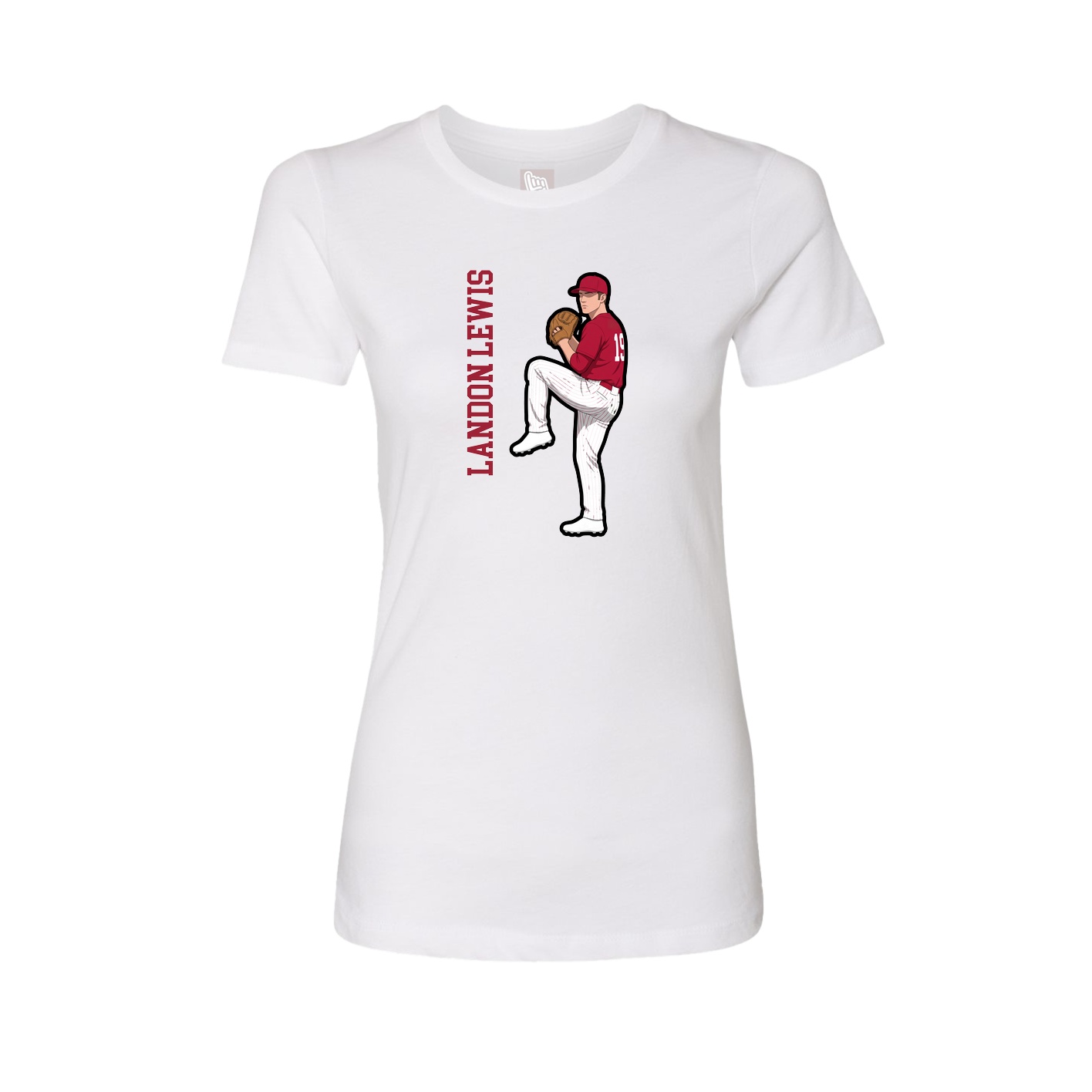 Fitted Women's Tee — Name Vertical in White