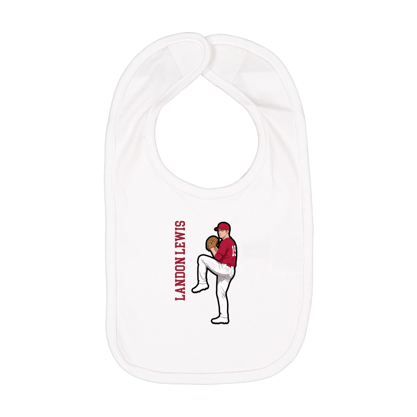 Infant Bib — Name Vertical in White