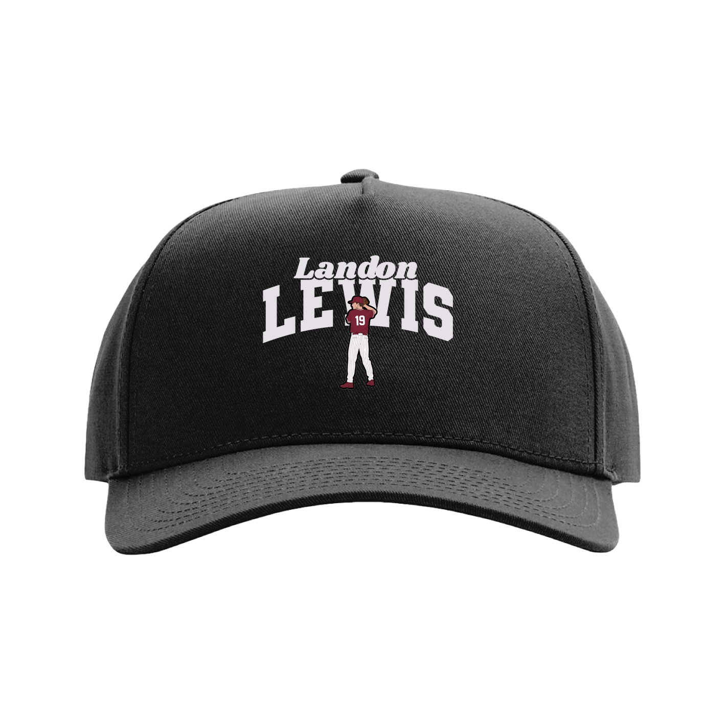 Full Fabric Five-Panel Champ Cap — Signature Arch in Black