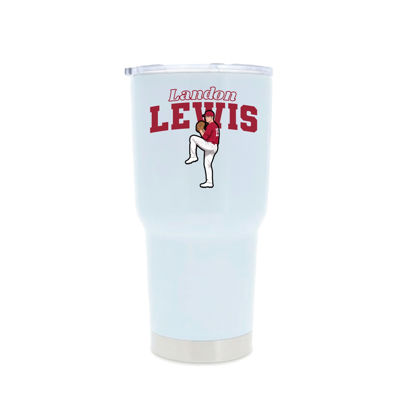 30oz Stainless Steel Tumbler — Name Arch in White