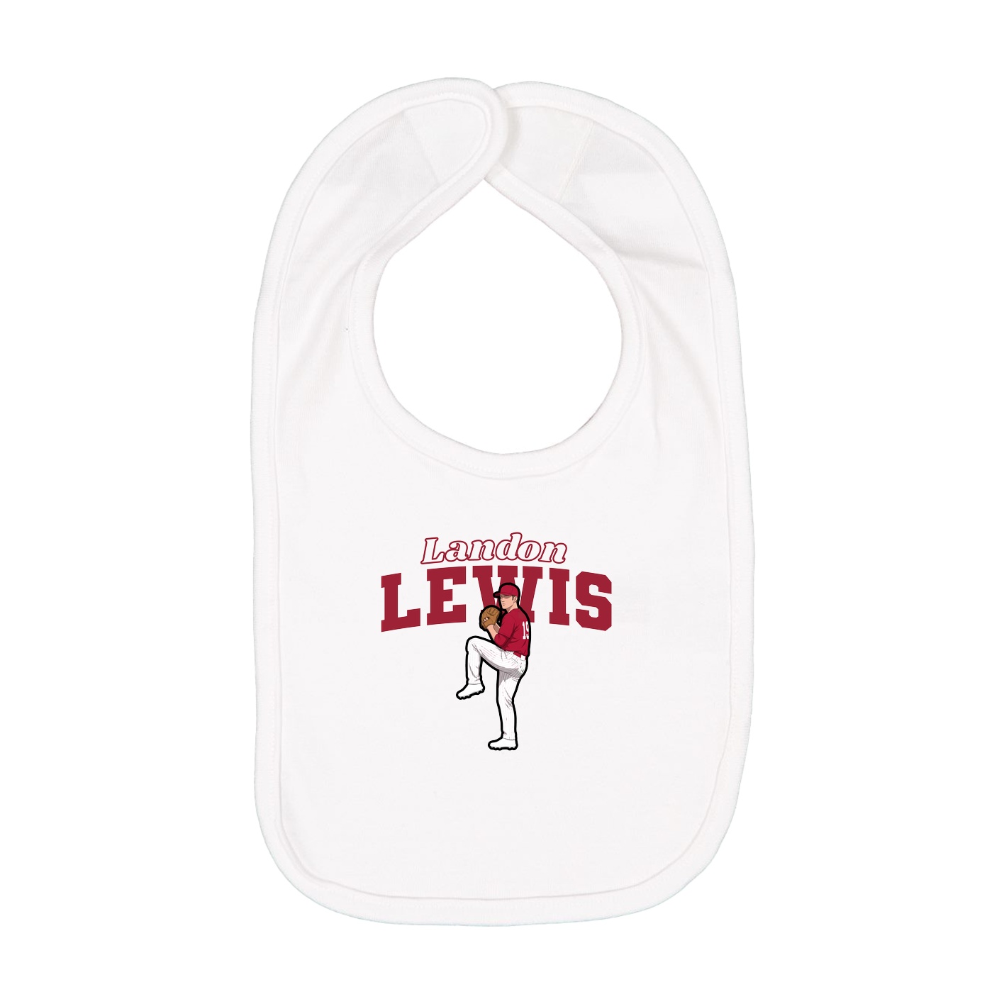 Infant Bib — Name Arch in White