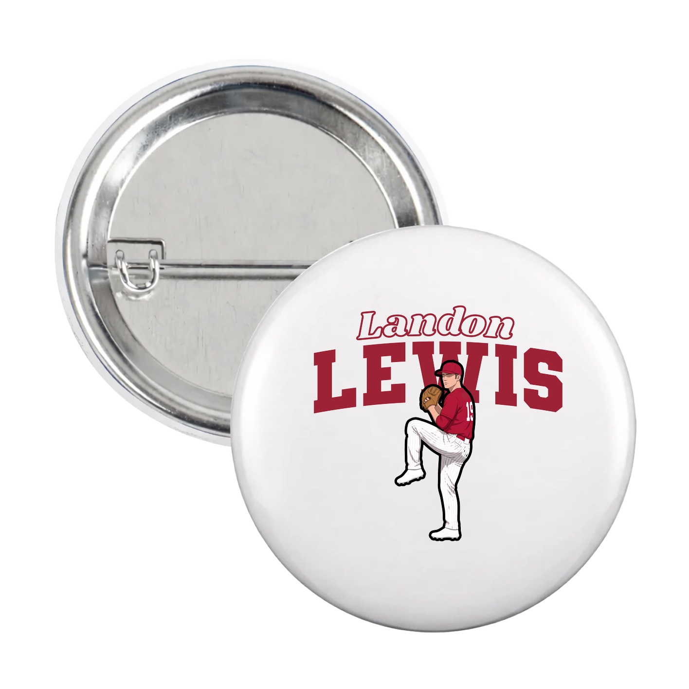 Game Day Button — Name Arch in White